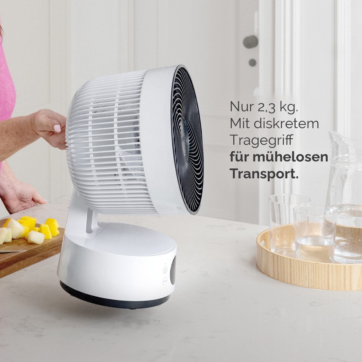Meaco Akku-Ventilator Sefte® 20,3 cm, kabellos, leise 27 dB, bis zu 17 h Laufzeit, mobil, Nacht- und ECO-Modus, 12 Lüftergeschwindigkeiten, Ein- und Aus-Timer