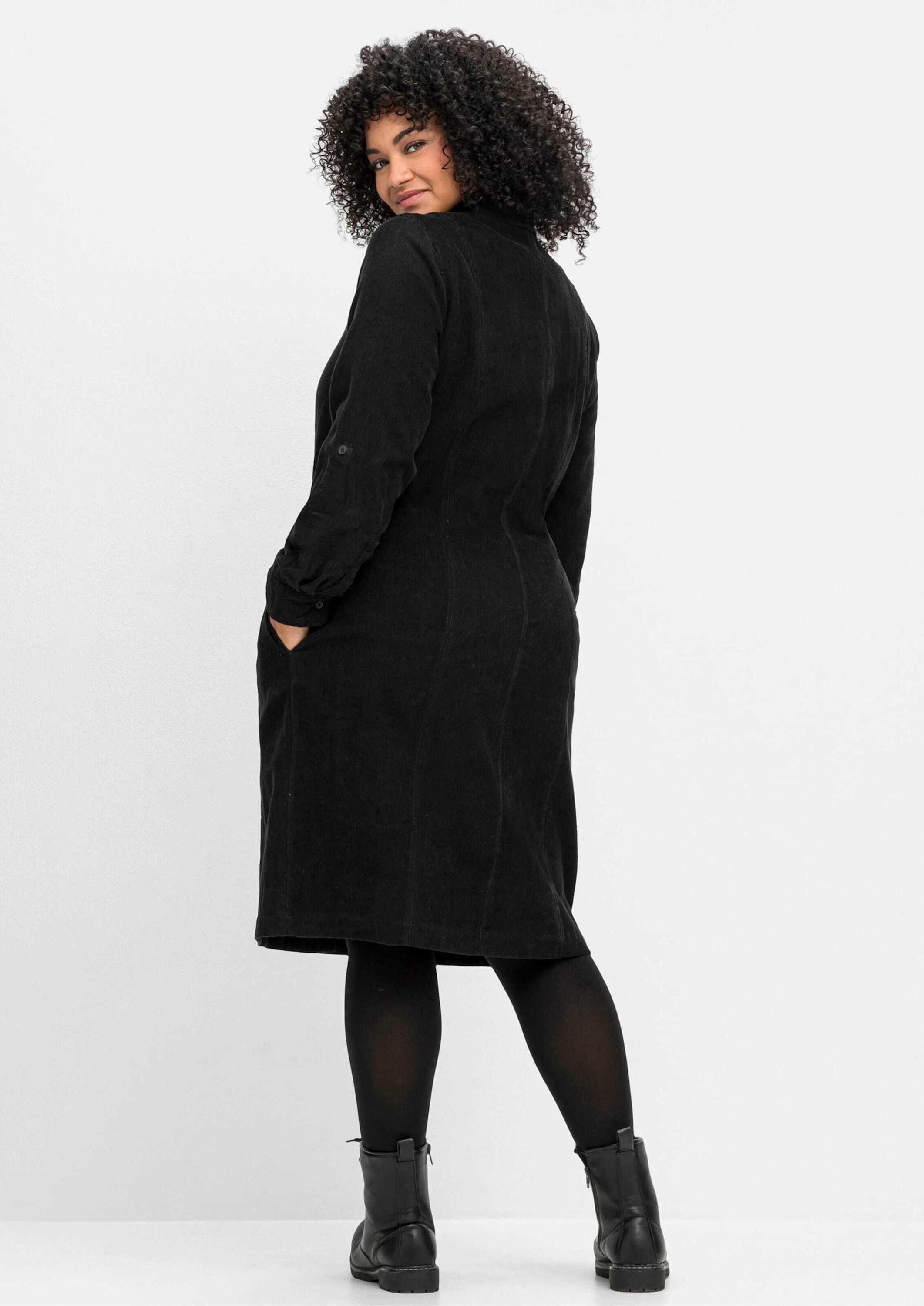 Sheego Etuikleid Cord-Kleid Langarm aus weichem Cord, mit Krempelarm