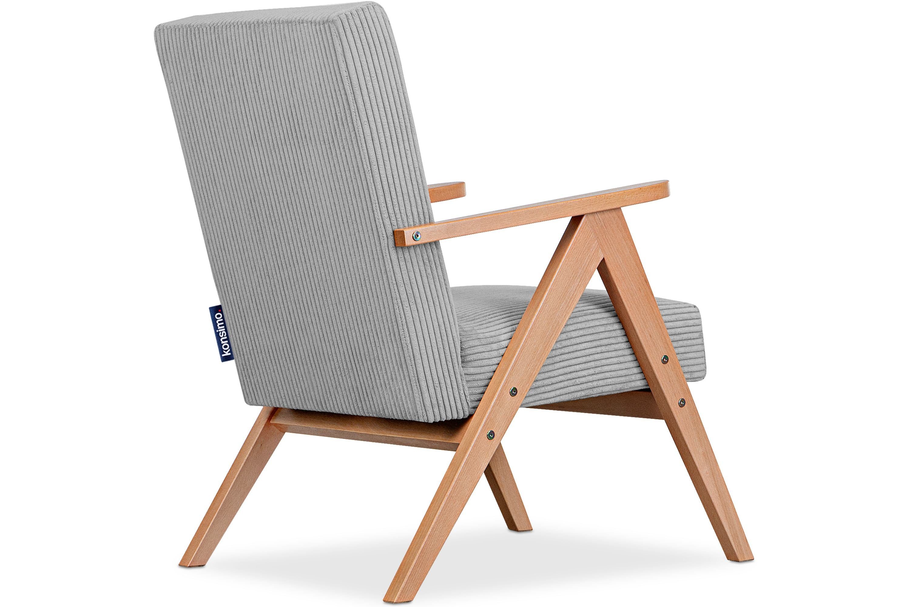 Cocktailsessel Holz, Sessel, lackiertem aus Konsimo Rahmen Rückenlehne NASET profilierte