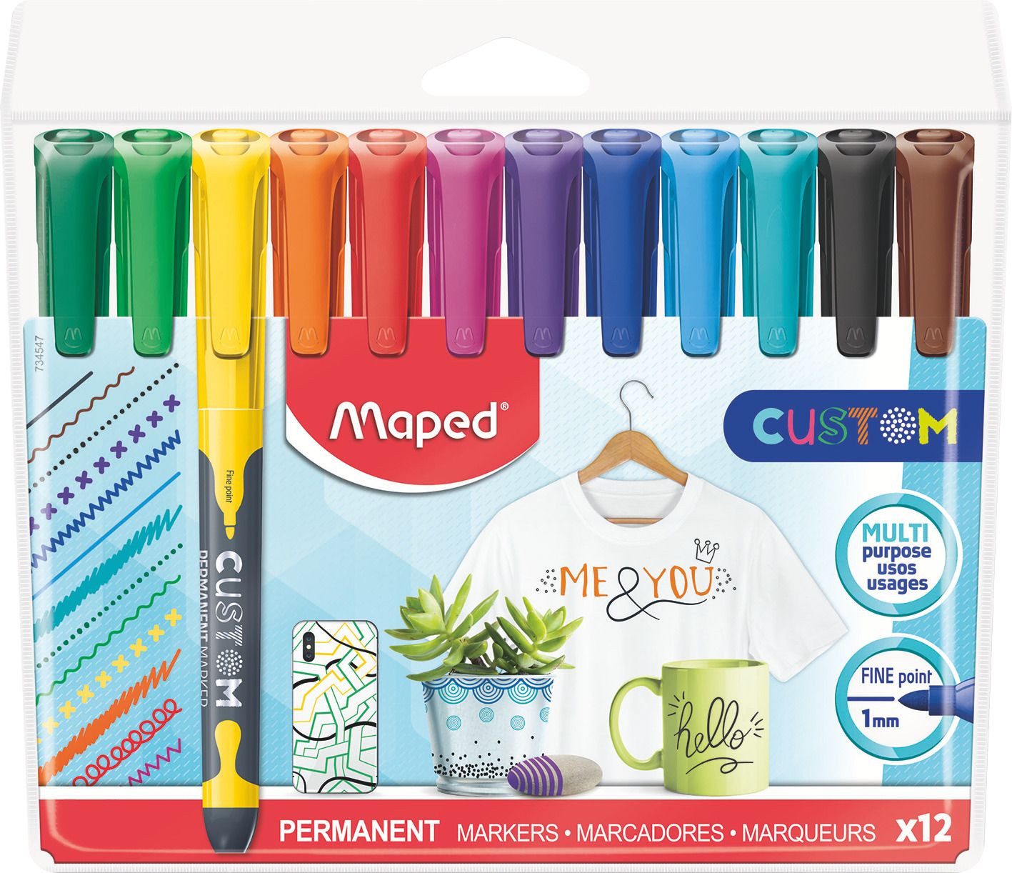 Permanentmarker Maped 734547 Maped Permanent-Marker CUSTOM, 12er Kunststoffetui