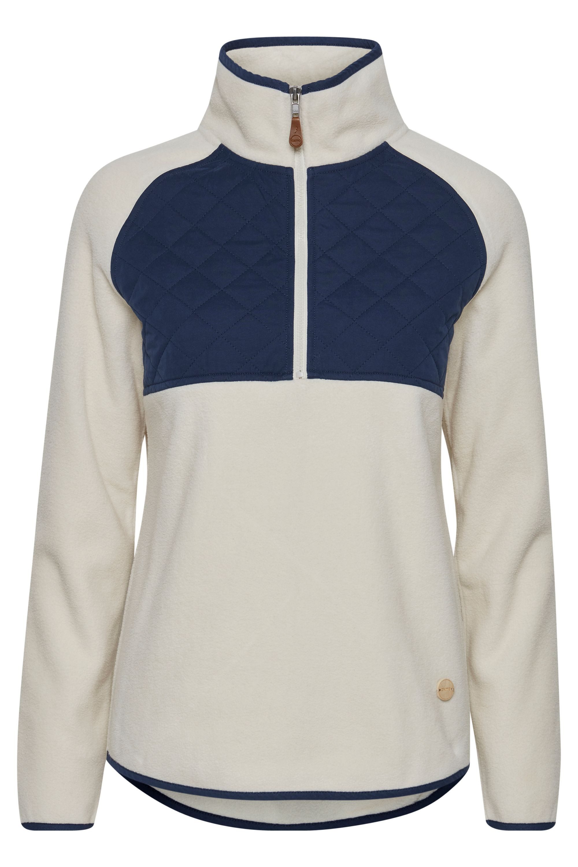 OXMO Sweatshirt OXMalita Fleece Troyer mit Stepp-Detail