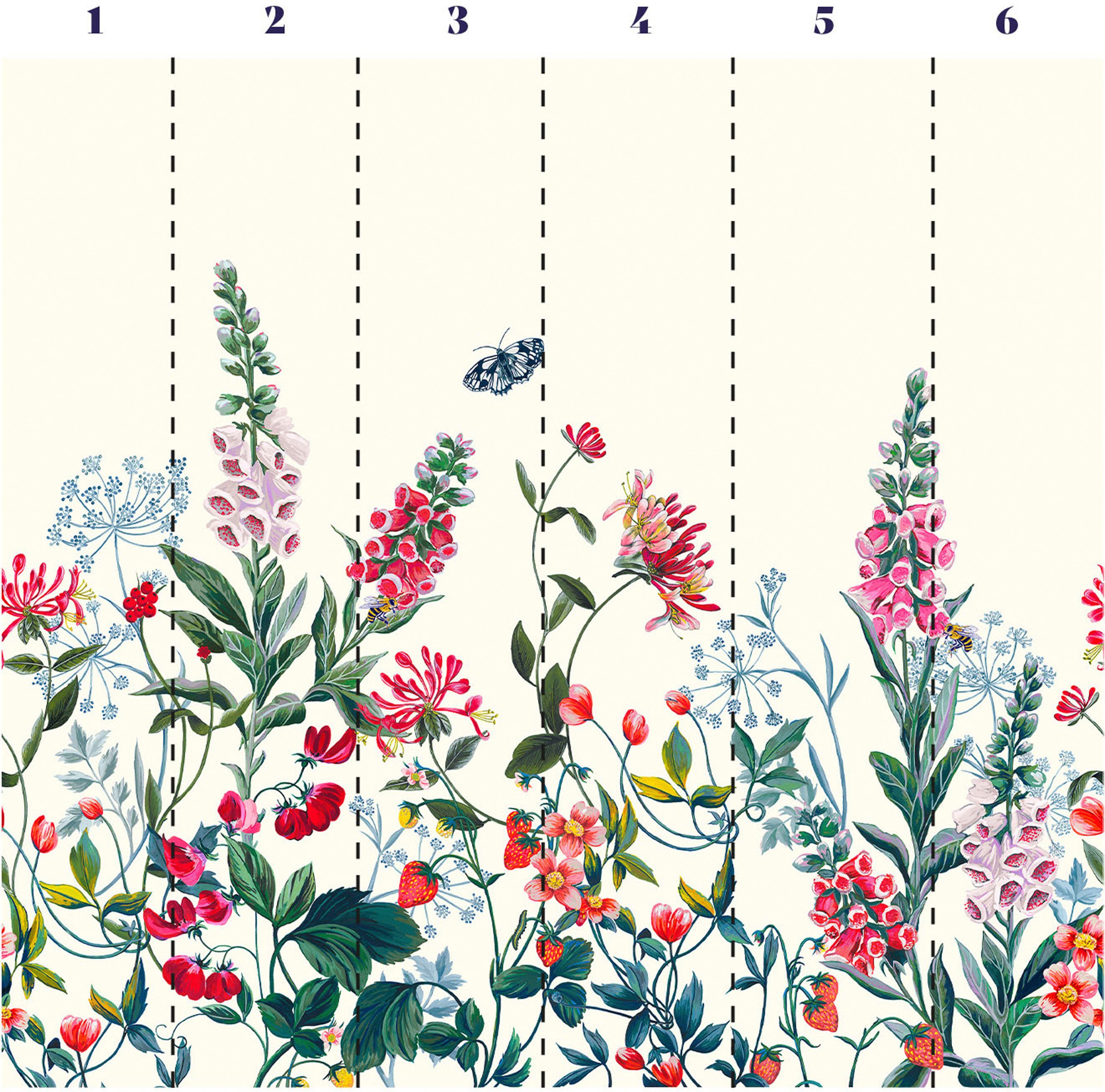 floral Fototapete Mural Joules St), (1 Crème Permaculture glatt, Garden floral, 300x280cm,