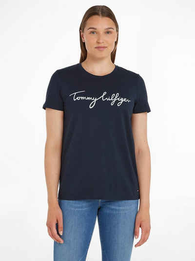 Tommy Hilfiger T-Shirt HERITAGE CREW NECK GRAPHIC TEE mit Tommy Hilfiger Script Logo-Schriftzug & Logo-Flag am Saum