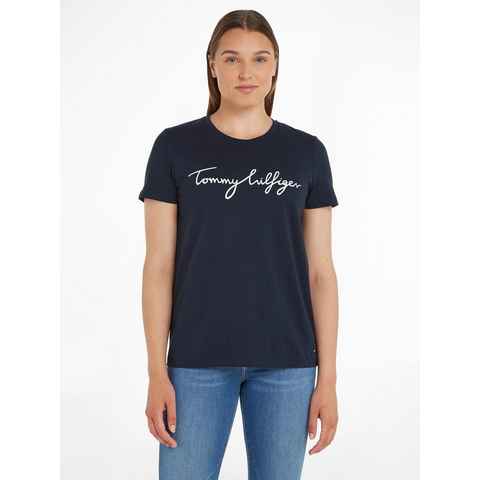 Tommy Hilfiger T-Shirt HERITAGE CREW NECK GRAPHIC TEE mit Tommy Hilfiger Script Logo-Schriftzug & Logo-Flag am Saum