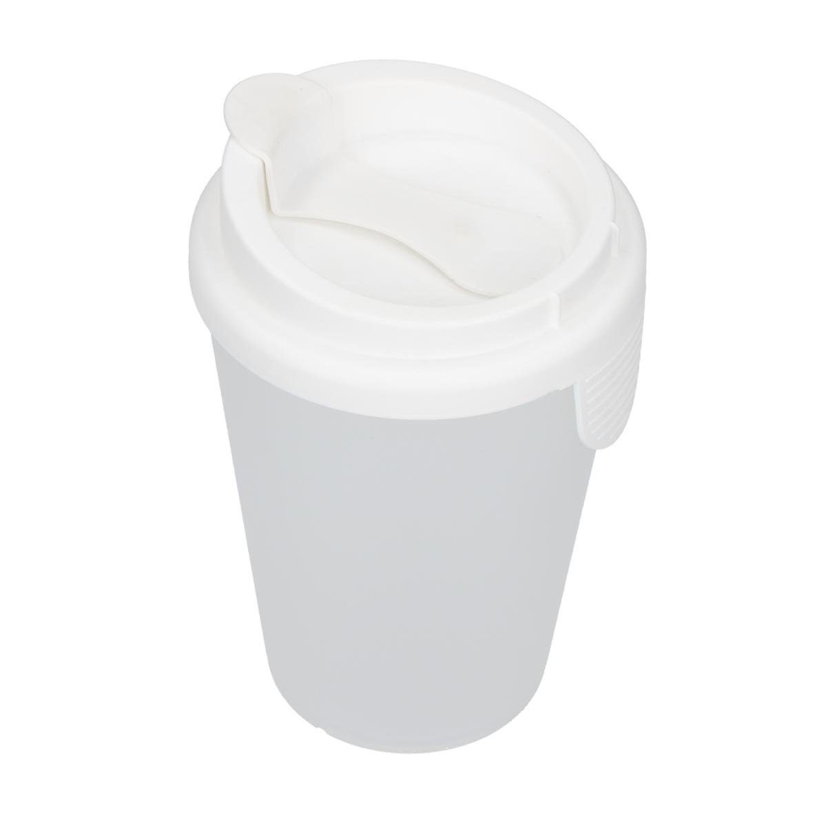 elasto Becher Trinkbecher 0,4 L Kaffeebecher mit Deckel aus Kunststoff in Weiß, BPA-frei, Mehrwegbecher, Langlebig, Wasserbecher, Made in Germany