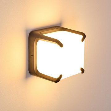 hofstein Außen-Wandleuchte »Nogarè« LED Außenwandlampe aus Aluguss in Anthrazit, 3000 Kelvin, Außenleuchte m. 11 Watt, mit tollem Lichteffekt für Terrasse, IP54