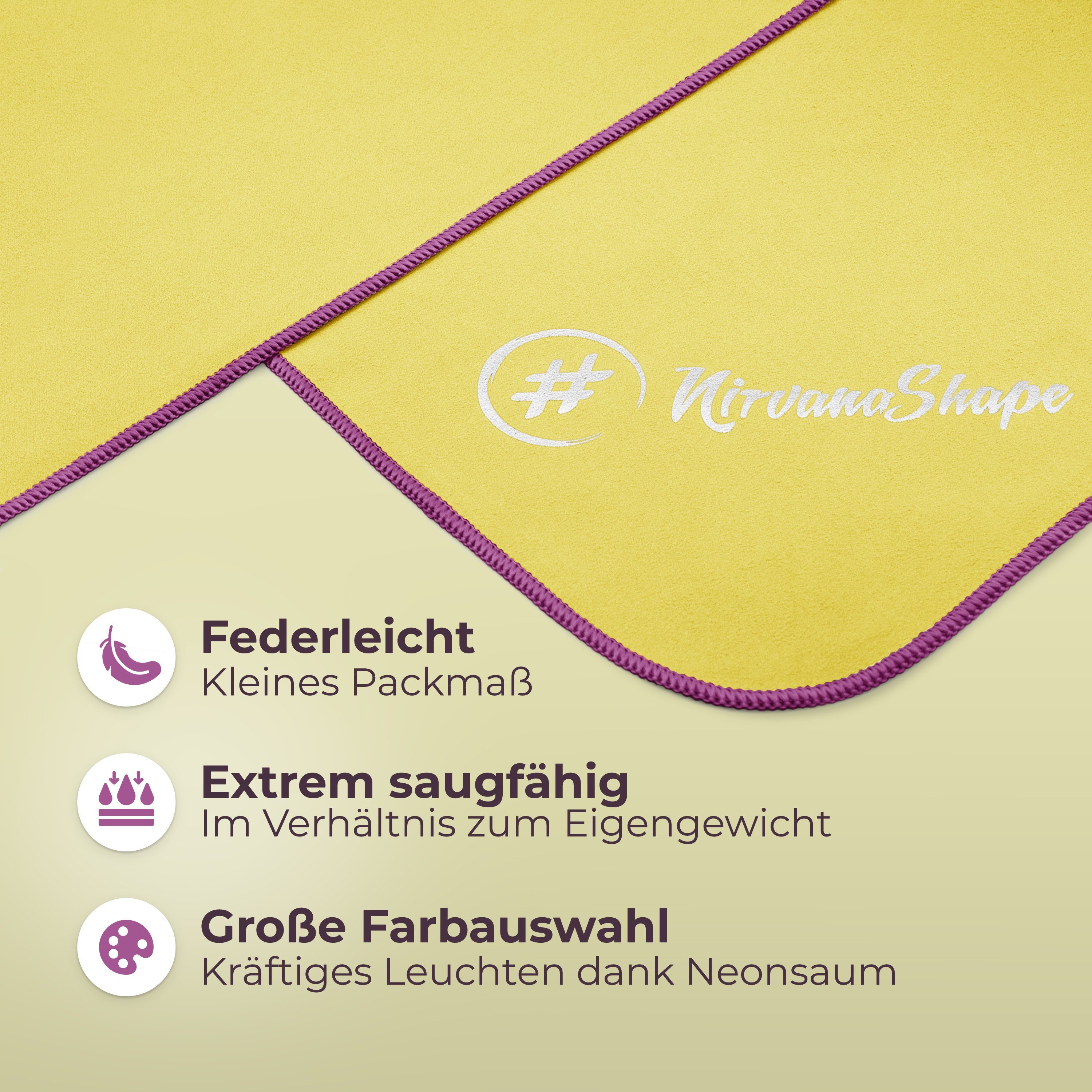 NirvanaShape Sporthandtuch Mikrofaser Handtuch, Badehandtuch, Reisehandtuch, Sporthandtuch, saugfähig, leicht, schnelltrocknend, für Reisen, Fitness, Yoga, Sauna