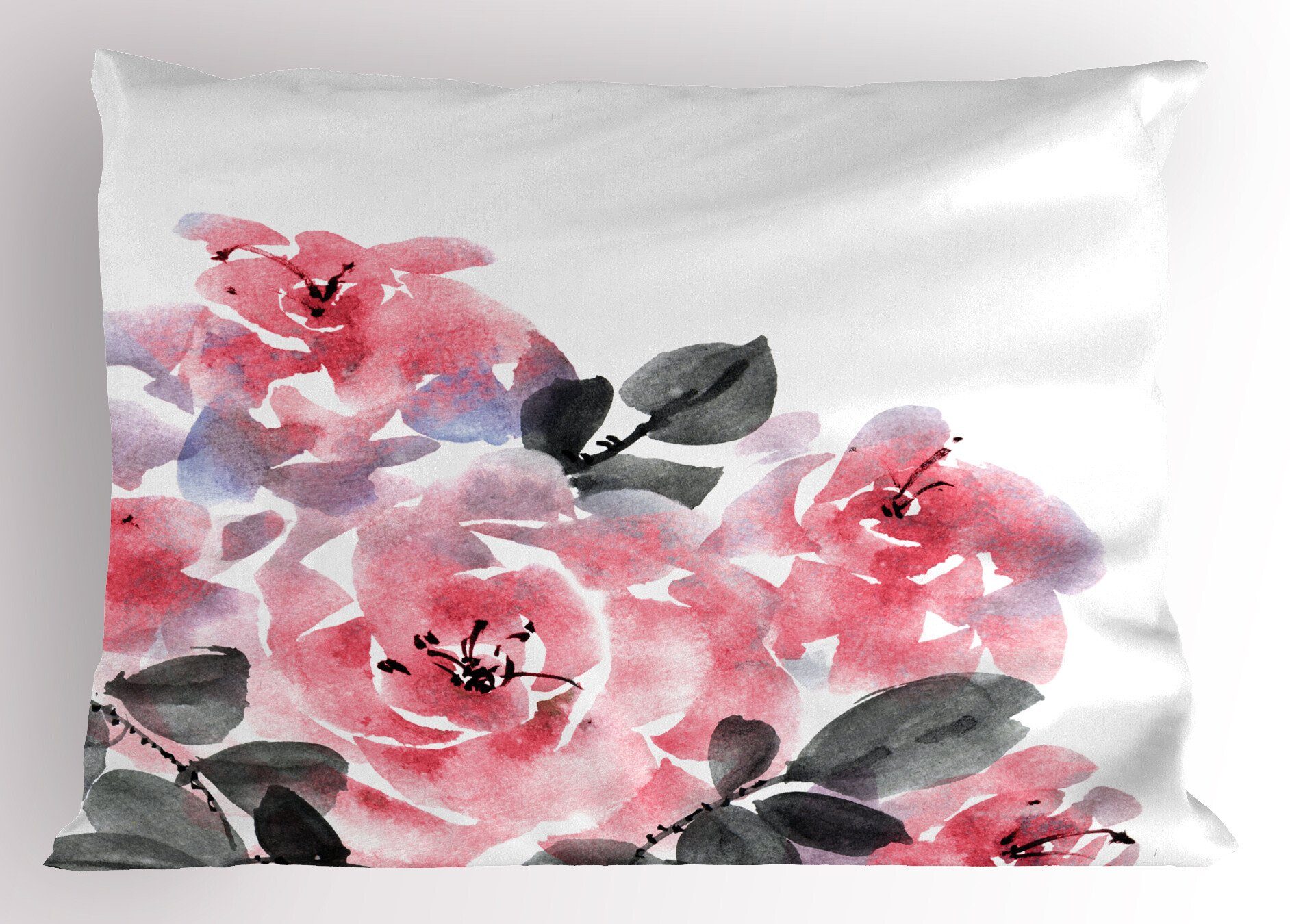 Aquarell Dekorativer Size Standard Pastell Kissenbezüge Abakuhaus King Roses Kissenbezug, (1 Gedruckter Stück),