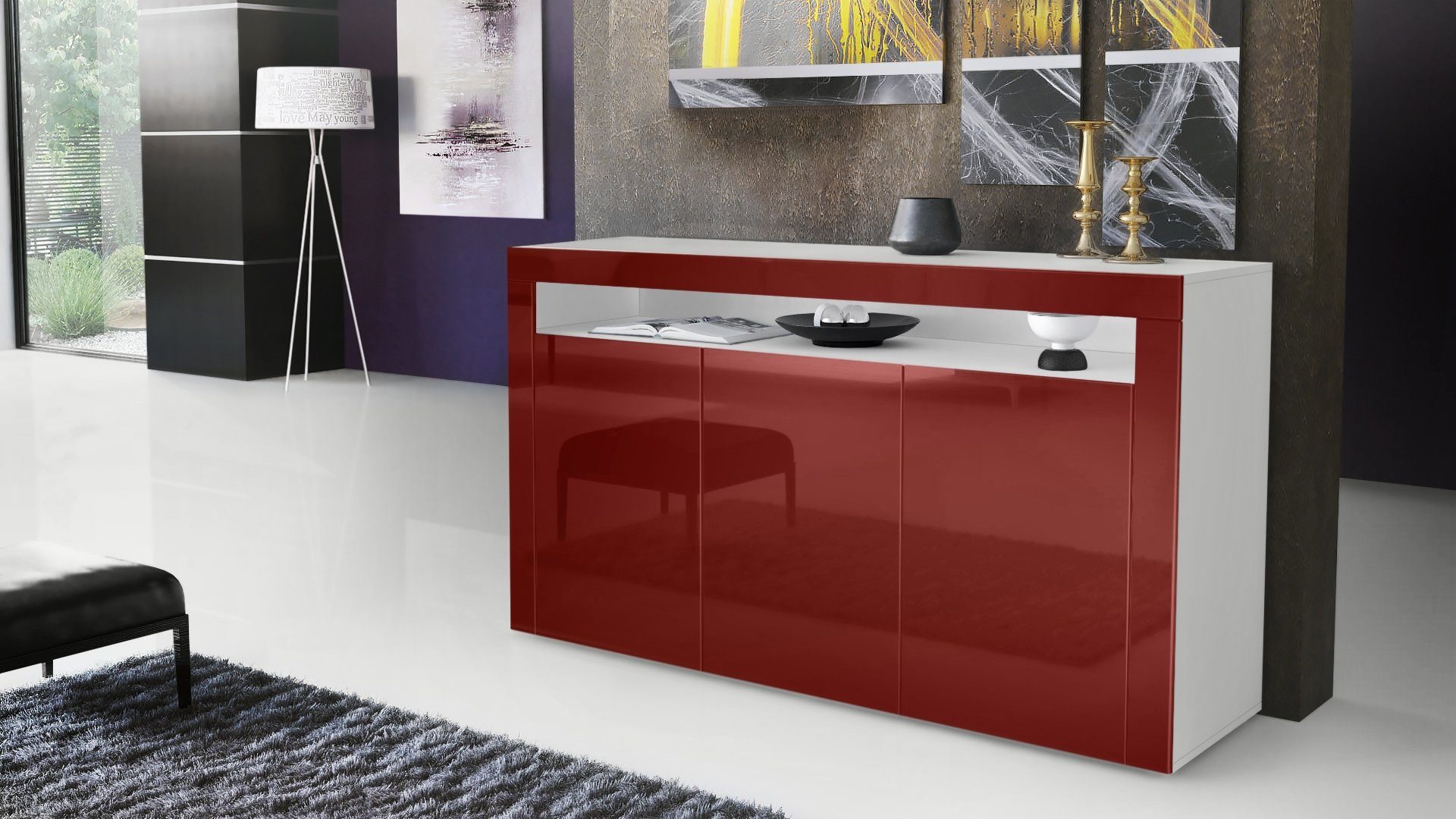 Vladon Sideboard Valencia (Sideboard, mit 3 günstig online kaufen