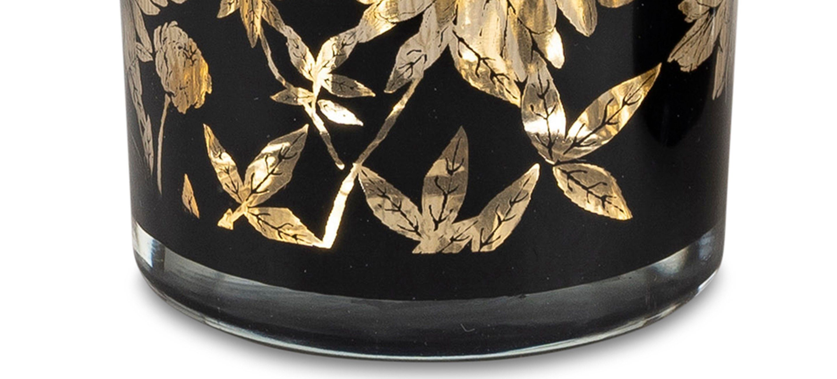 Windlicht gold Teelichthalter dekojohnson 8cm Windlichtglas schwarz