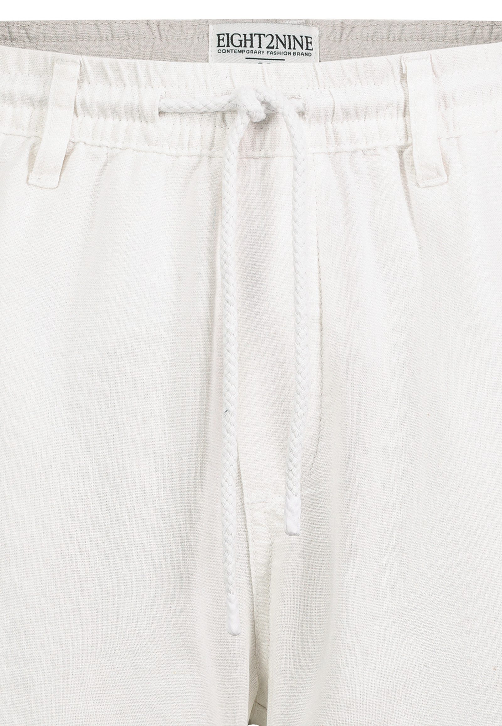 Eight2Nine Chinoshorts Leinen Chino Elastischer Bund mit Kordelzug für Herren Lyocell nachhaltig Normal Fit Einfarbig atmungsaktiv