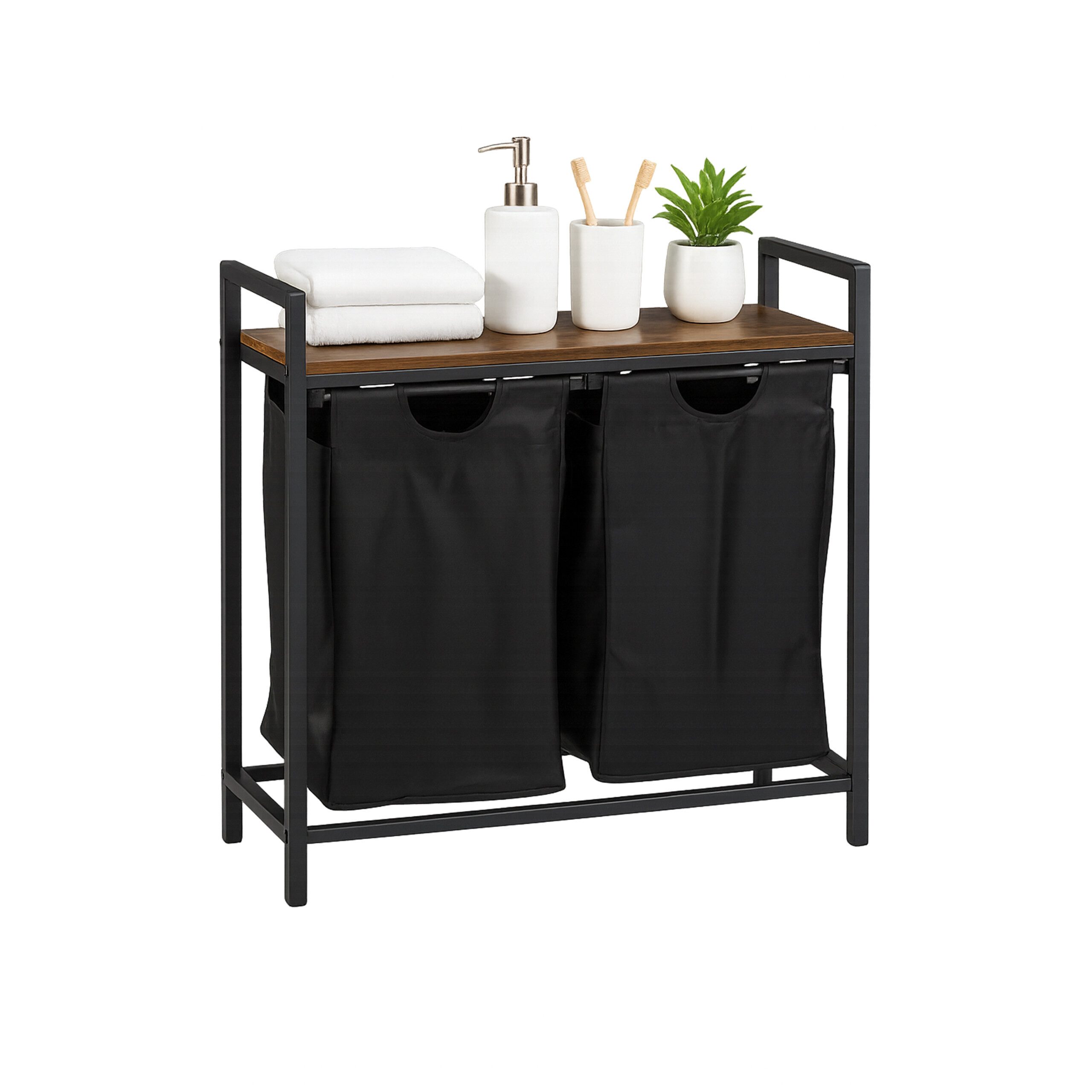 relaxdays Сортировщики белья Корзины для белья 2 Fächer mit Ablage, Vintagebraun