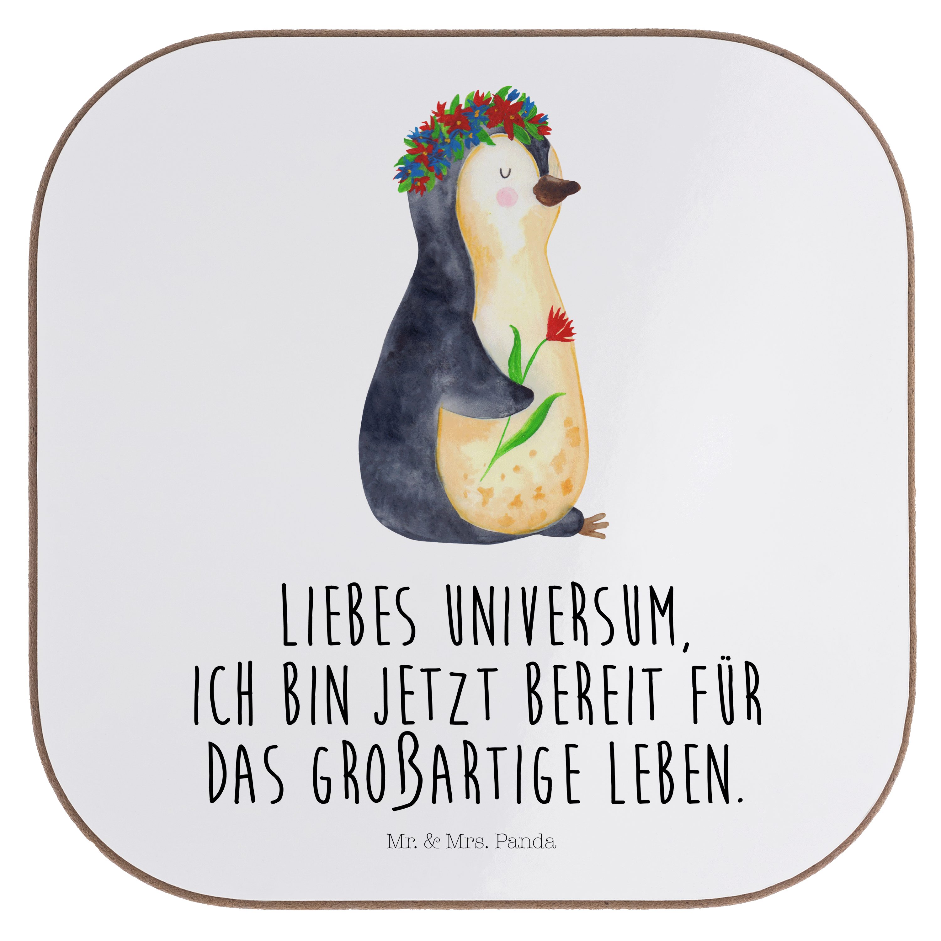 & Mrs. Ges, Weiß Leben, - Gläser, Untersetzer - Getränkeuntersetzer Geschenk, 1-tlg. Mr. Blumenkranz Panda Pinguin
