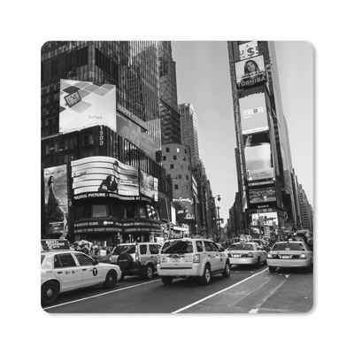 MuchoWow Gaming Mauspad Taxis am Times Square - schwarz und weiß (1-St), Gaming, Rutschfester Unterseite, Mausunterlage, 60x60 cm, XXL, Großes