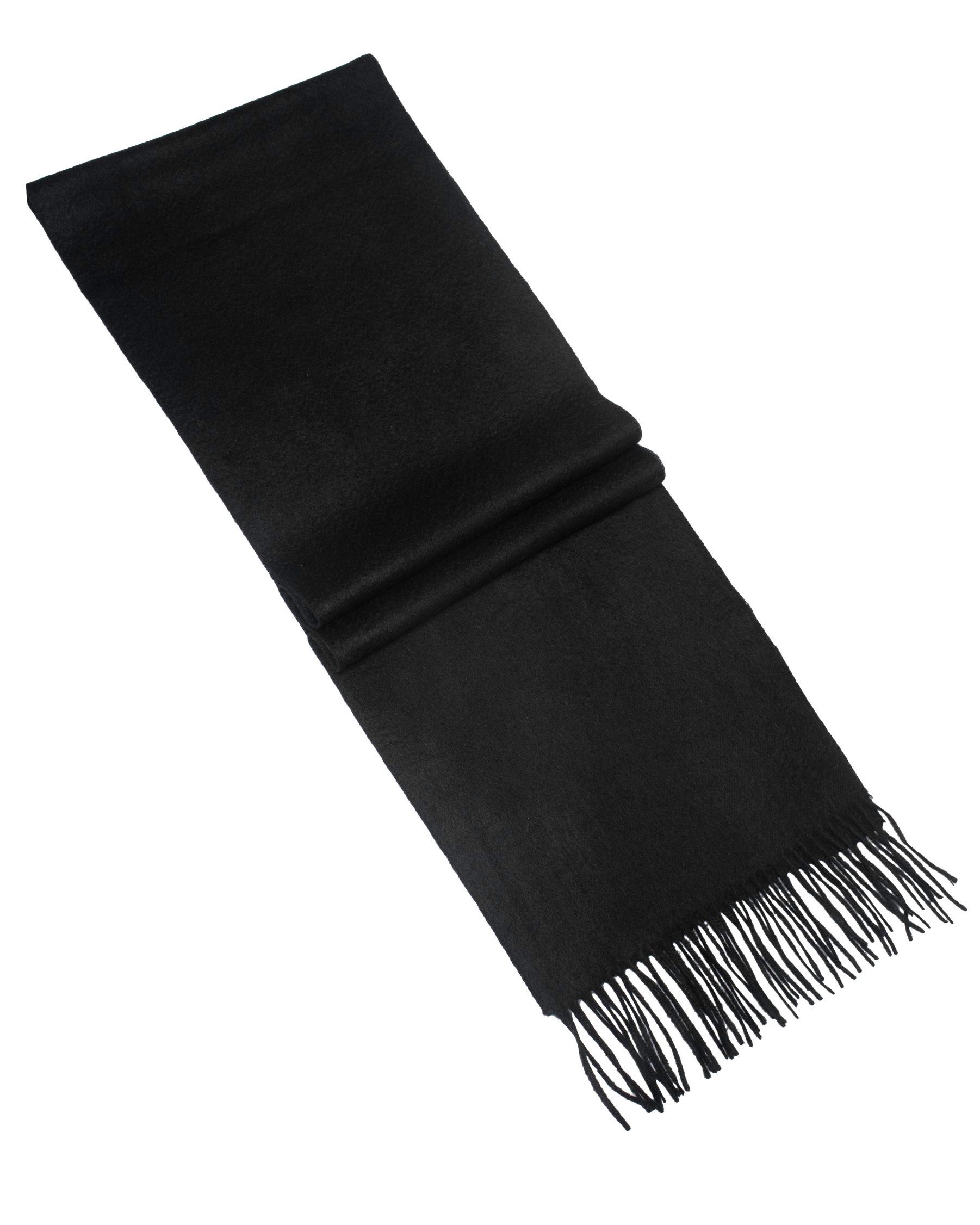 MayTree Kaschmirschal Unisex, 180 x 30cm, mit Fransen, gewebt einfarbig Schwarz, (Stück, 1-St), 100% Kaschmir