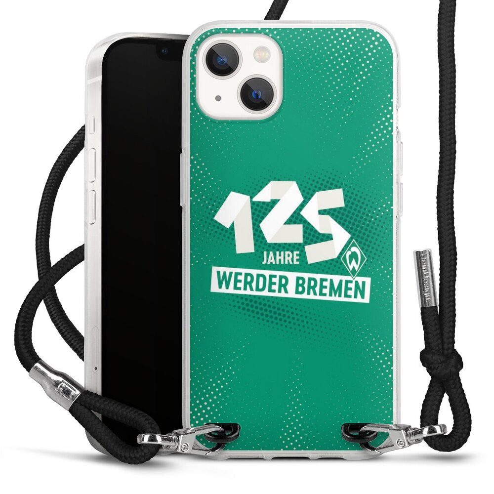 DeinDesign Handyhülle 125 Jahre Werder Bremen Offizielles Lizenzprodukt, Apple iPhone 13 Handykette Hülle mit Band Case zum Umhängen