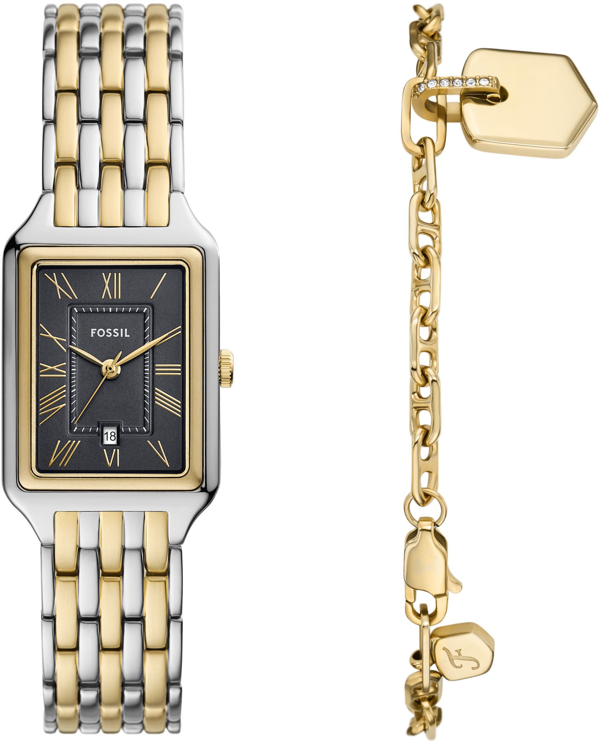 Fossil Quarzuhr RAQUEL ES5376SET, (Set, 2-tlg., mit Armband), Armbanduhr, D günstig online kaufen