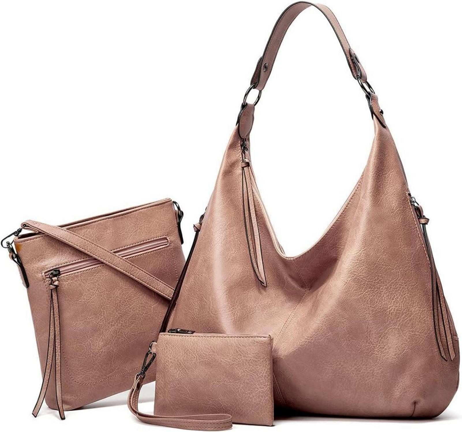 Handtasche Damen Handtasche Leder Set Geldbörse Shopper Hobo Umhängetasche
