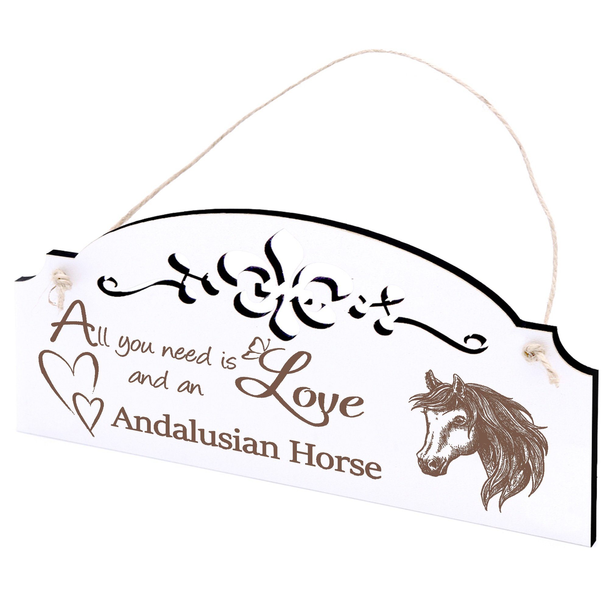 Andalusier All you is need Pferd Love 20x10cm Hängedekoration Dekolando Deko
