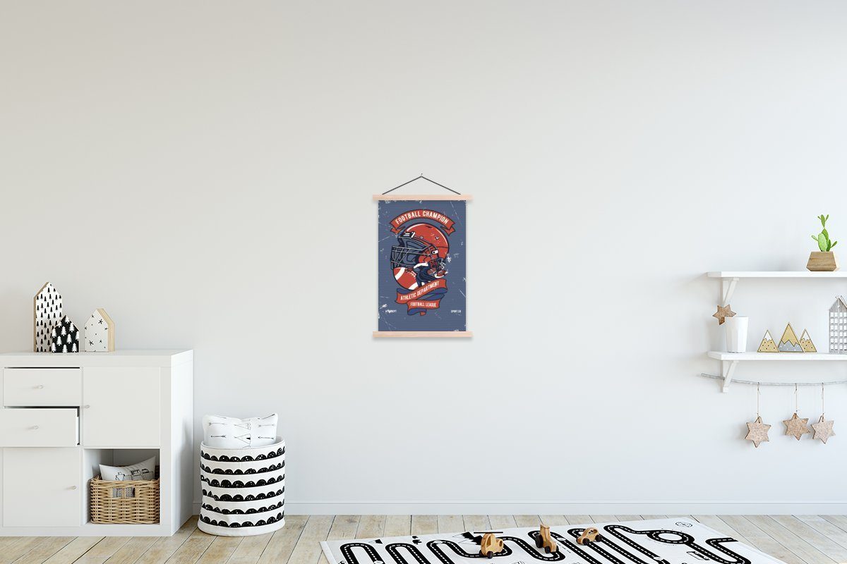 Bilderleiste, St), für Textilposter Posterleiste, Wohnzimmer, - MuchoWow Mensch Poster Rugby - - (1 Retro Magnetisch Zitat,