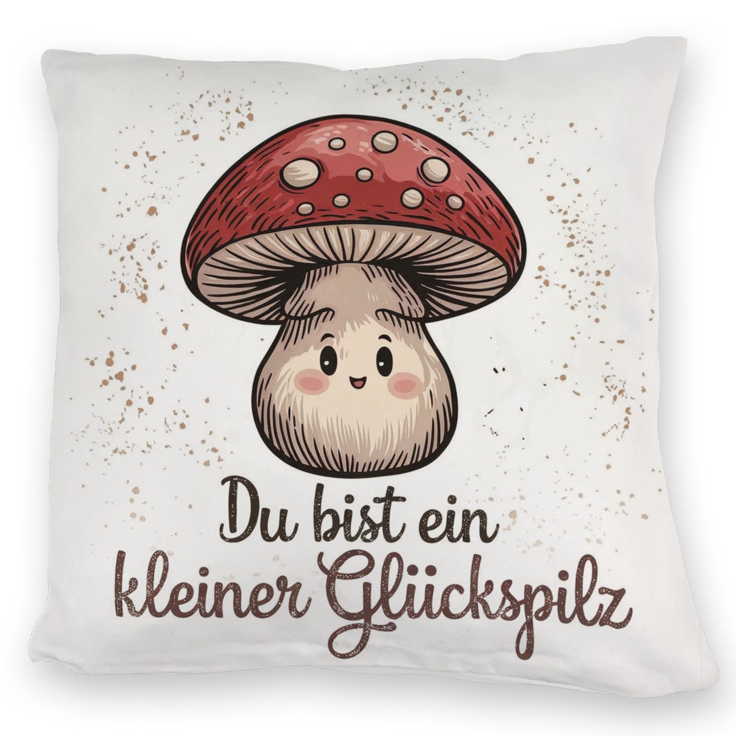 speecheese Dekokissen Pilz mit Gesicht - Glückspilz Kuschelkissen