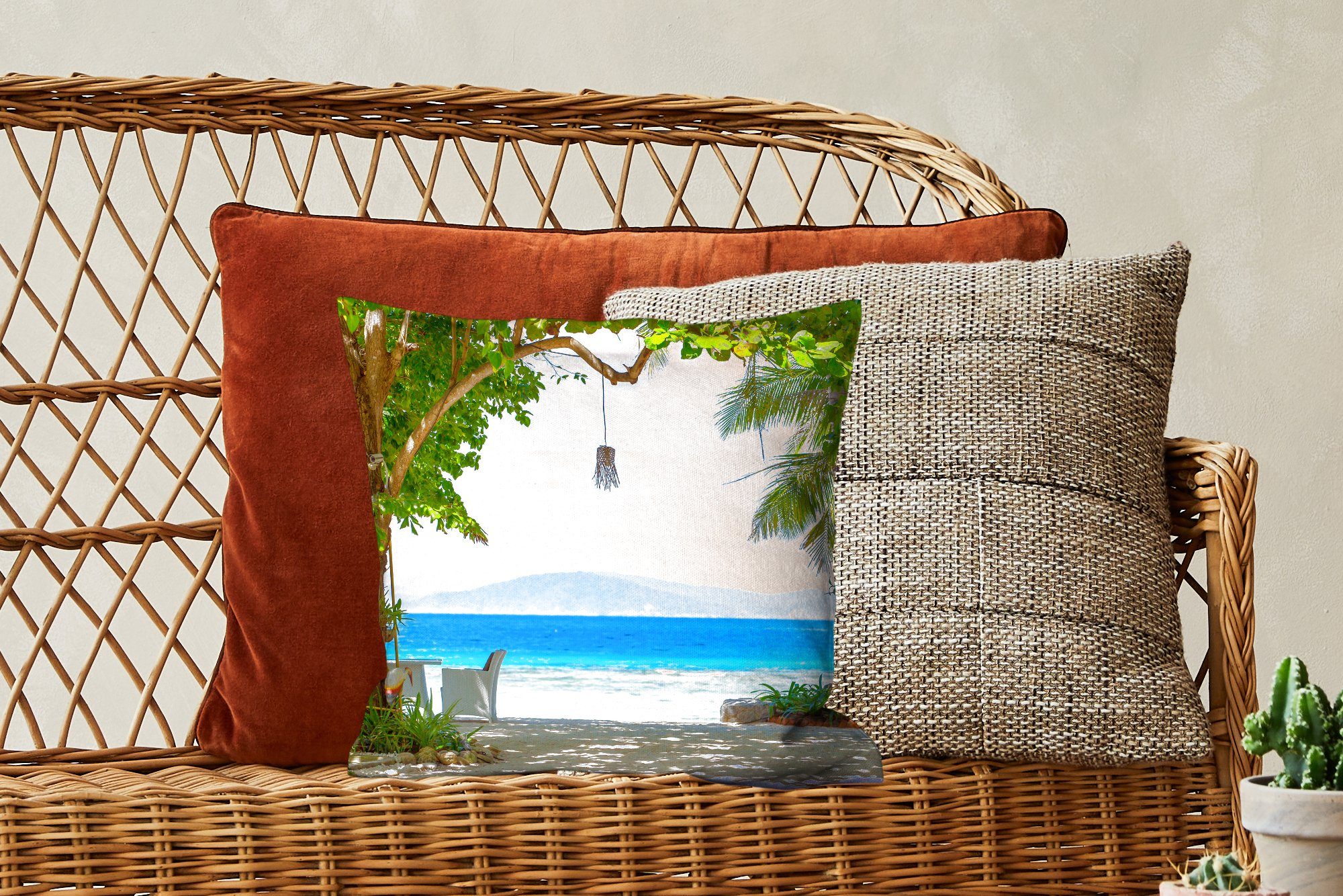 - Strand mit Zierkissen Meer, Deko, Wohzimmer, Füllung - Tropisch Schlafzimmer, für Sofakissen Dekokissen MuchoWow
