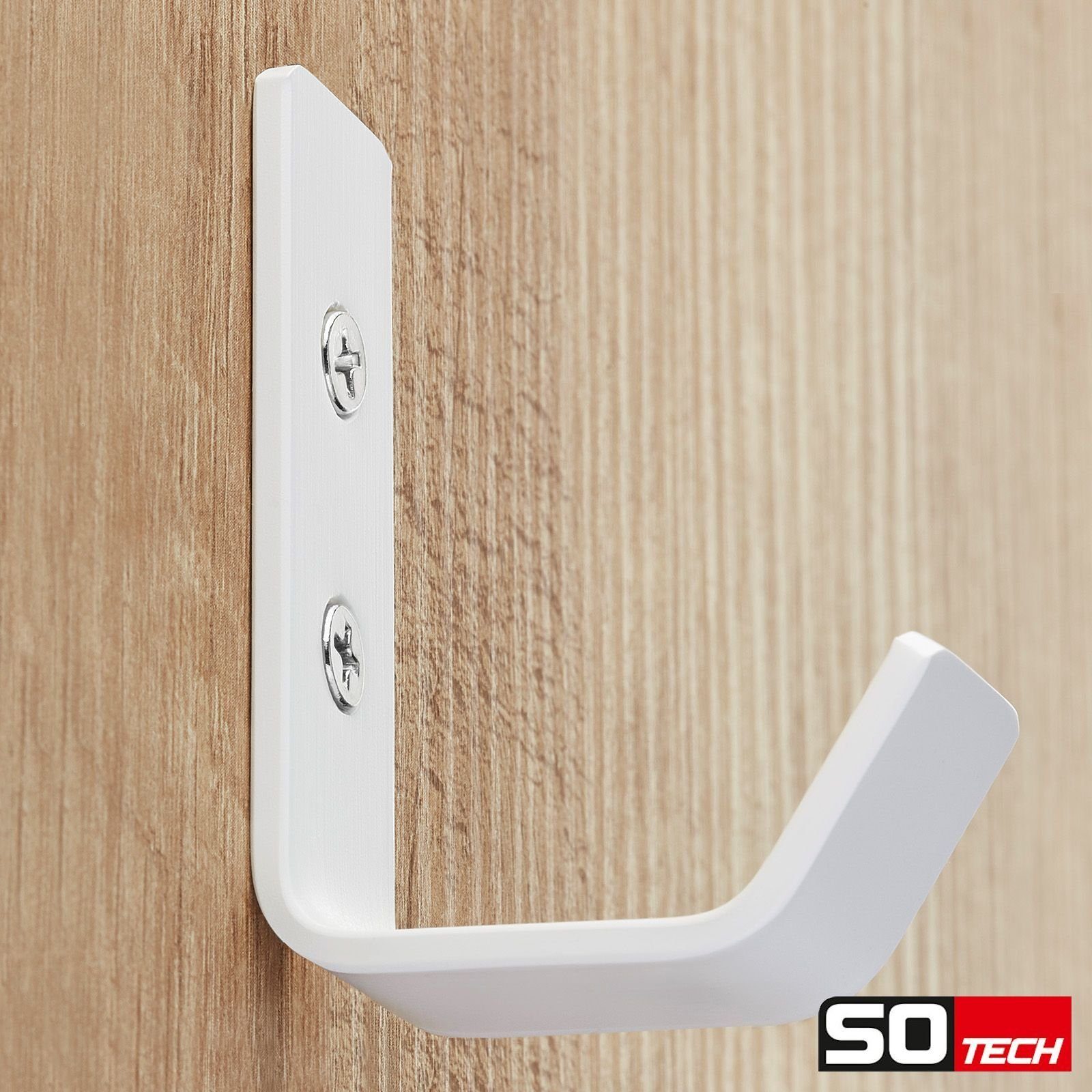SO-TECH® Kleiderhaken Wandhaken, aus Edelstahl, 60 x 20 x 45 mm, (1-St), kleiner Jackenhaken mit abgerundeten Kanten weiß
