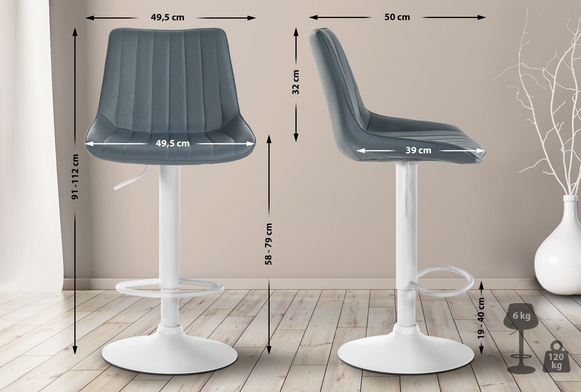 CLP Barhocker Toni Kunstleder (2er Set, günstig online kaufen