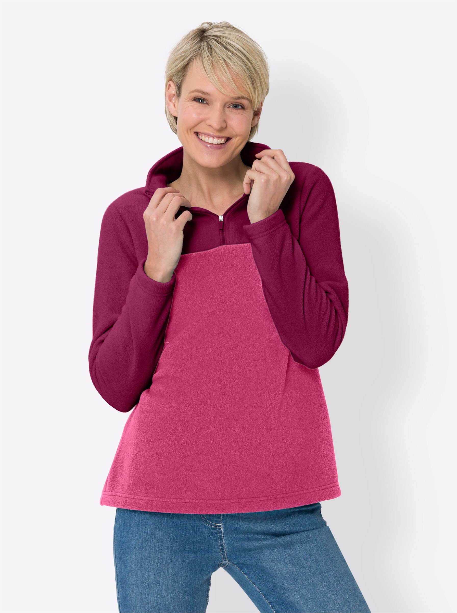 Sieh an! Fleeceshirt Länge ca. 66 cm fuchsia-malve