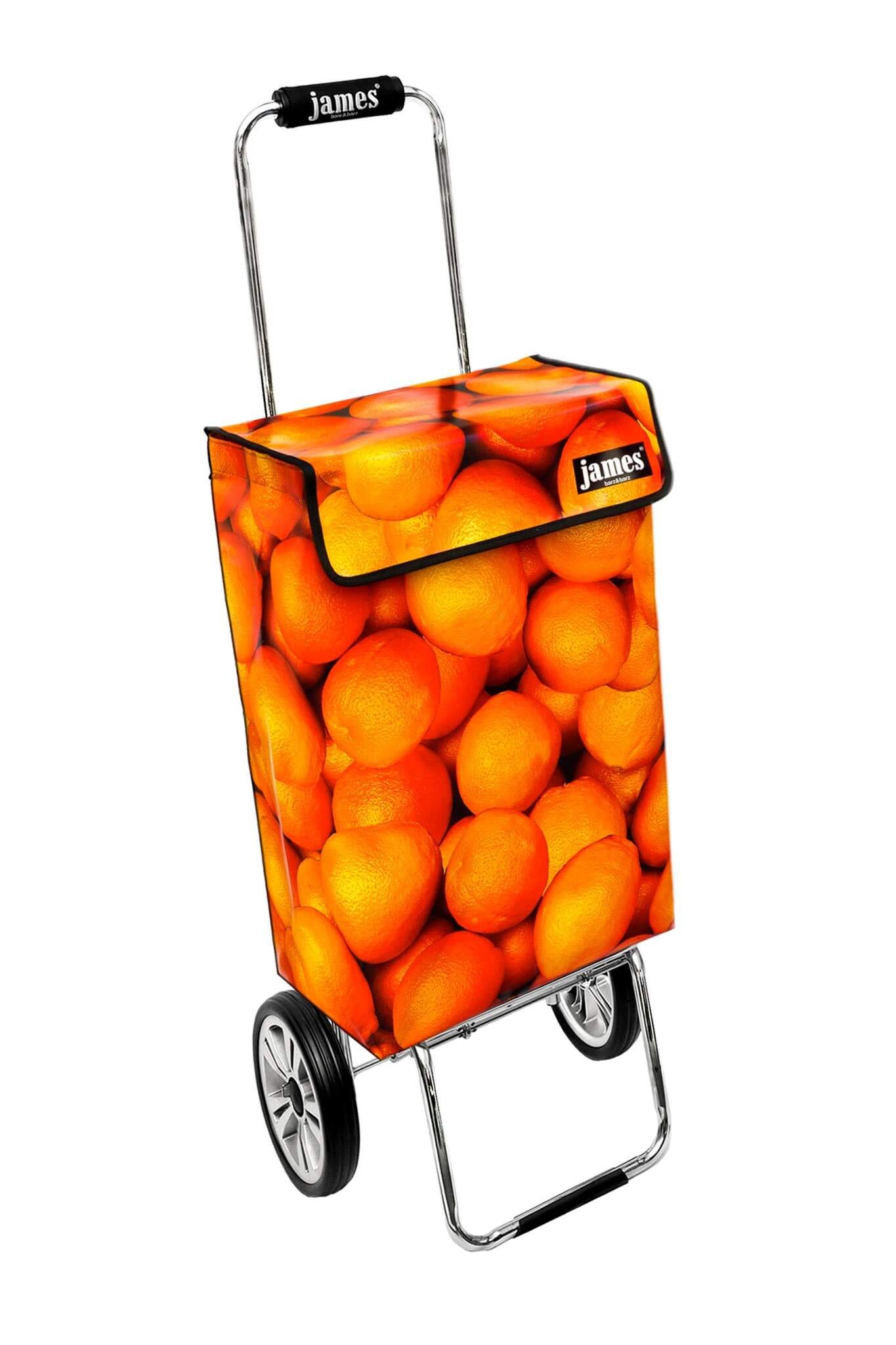james Einkaufstrolley ORANGE - stabiler Einkaufswagen mit individuellem Design, Handmade in Austria - Einkaufsbegleiter mit viel Stauraum - trägt 40kg