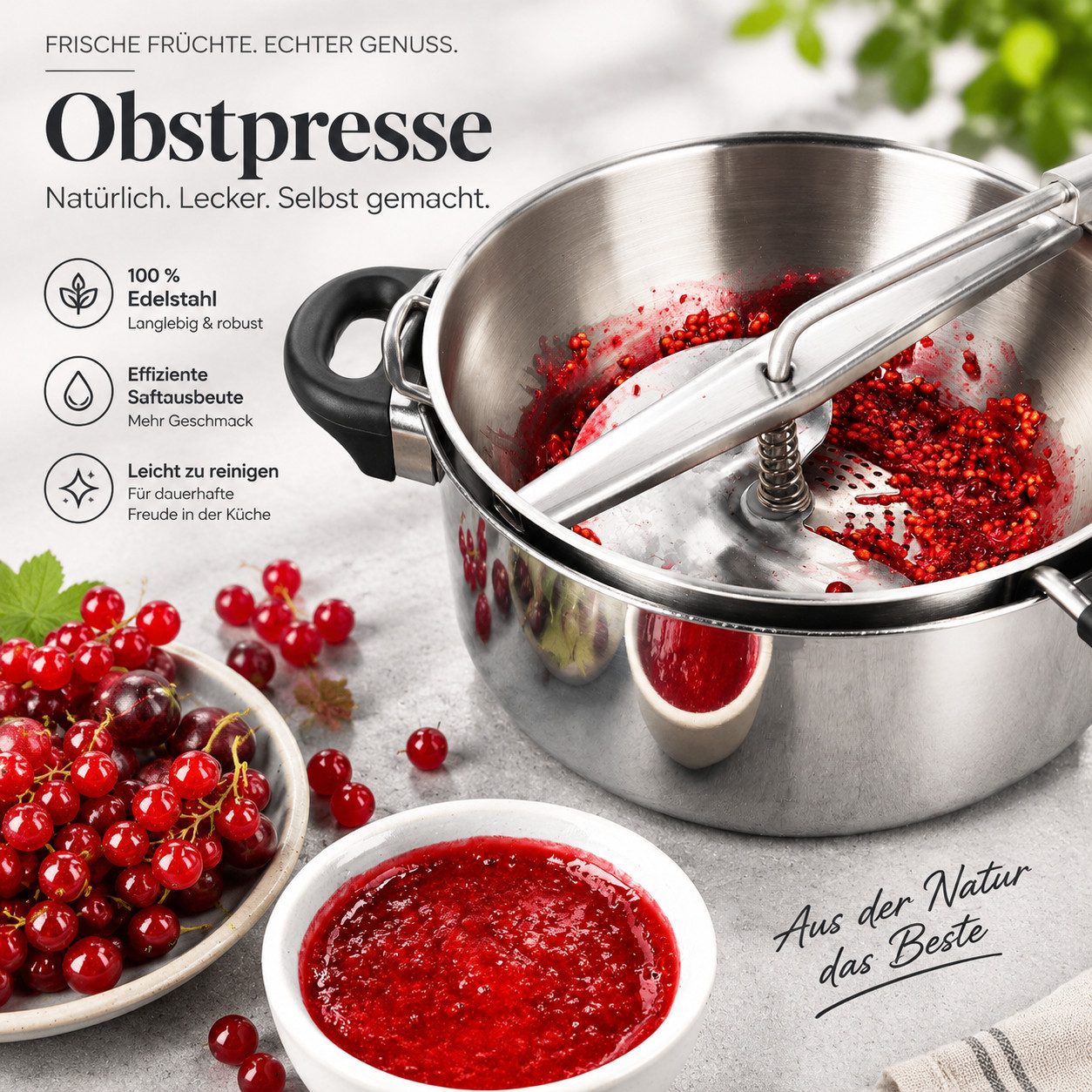 MC Star Passiersieb Passiergerät aus Edelstahl mit 3X Siebeinsatz passiermühle für Suppe – Bild 3 von 5