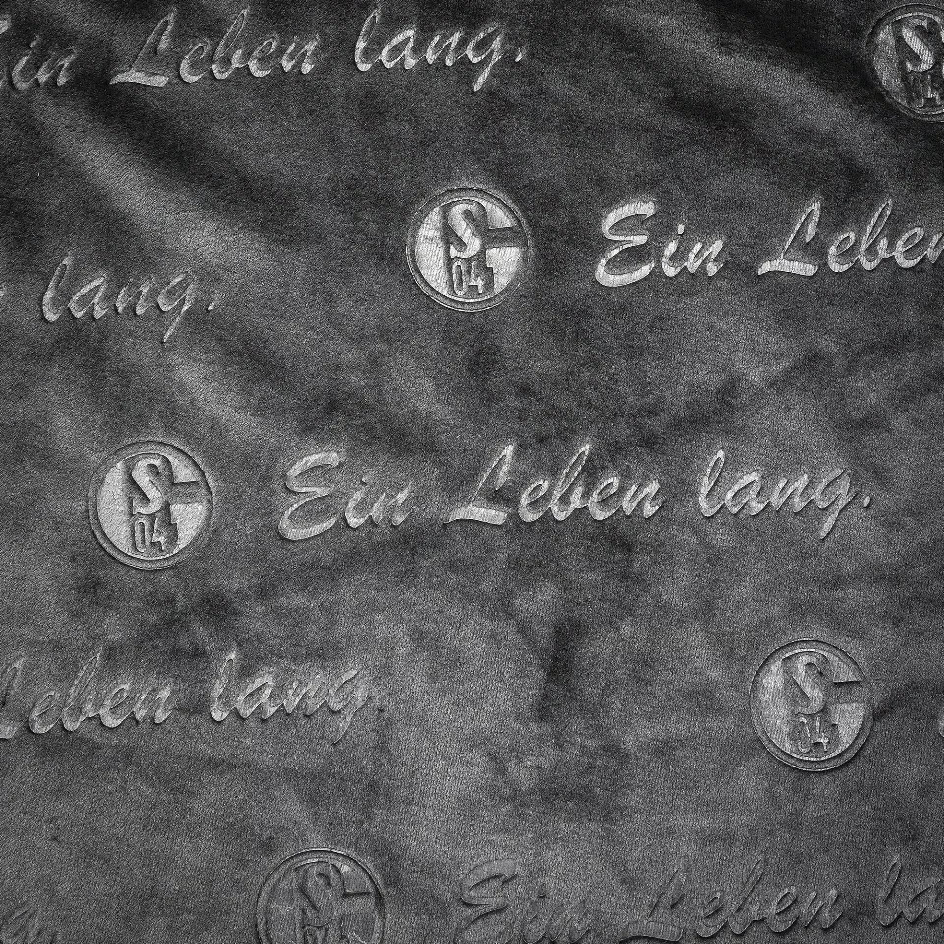 Wohndecke FC Schalke 04 Fleecedecke Allover Anthrazit 150x200cm 100% Polyes günstig online kaufen