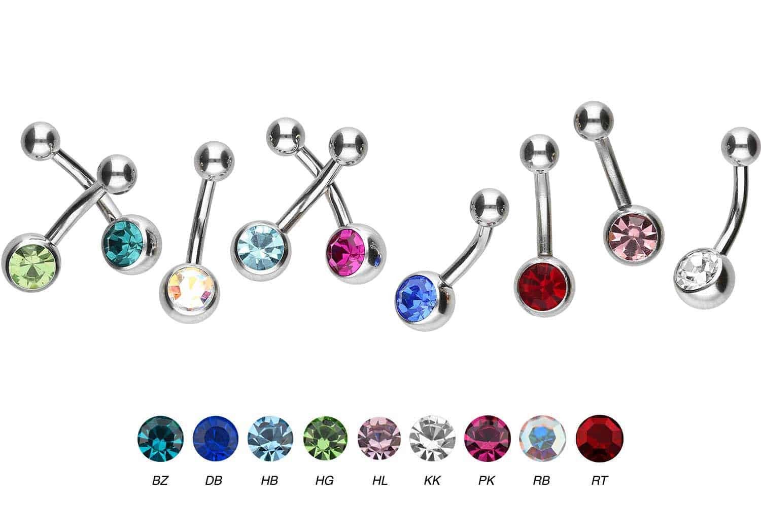 PIERCINGLINE Bauchnabelpiercing Titan Mini Bananabell KRISTALL günstig online kaufen