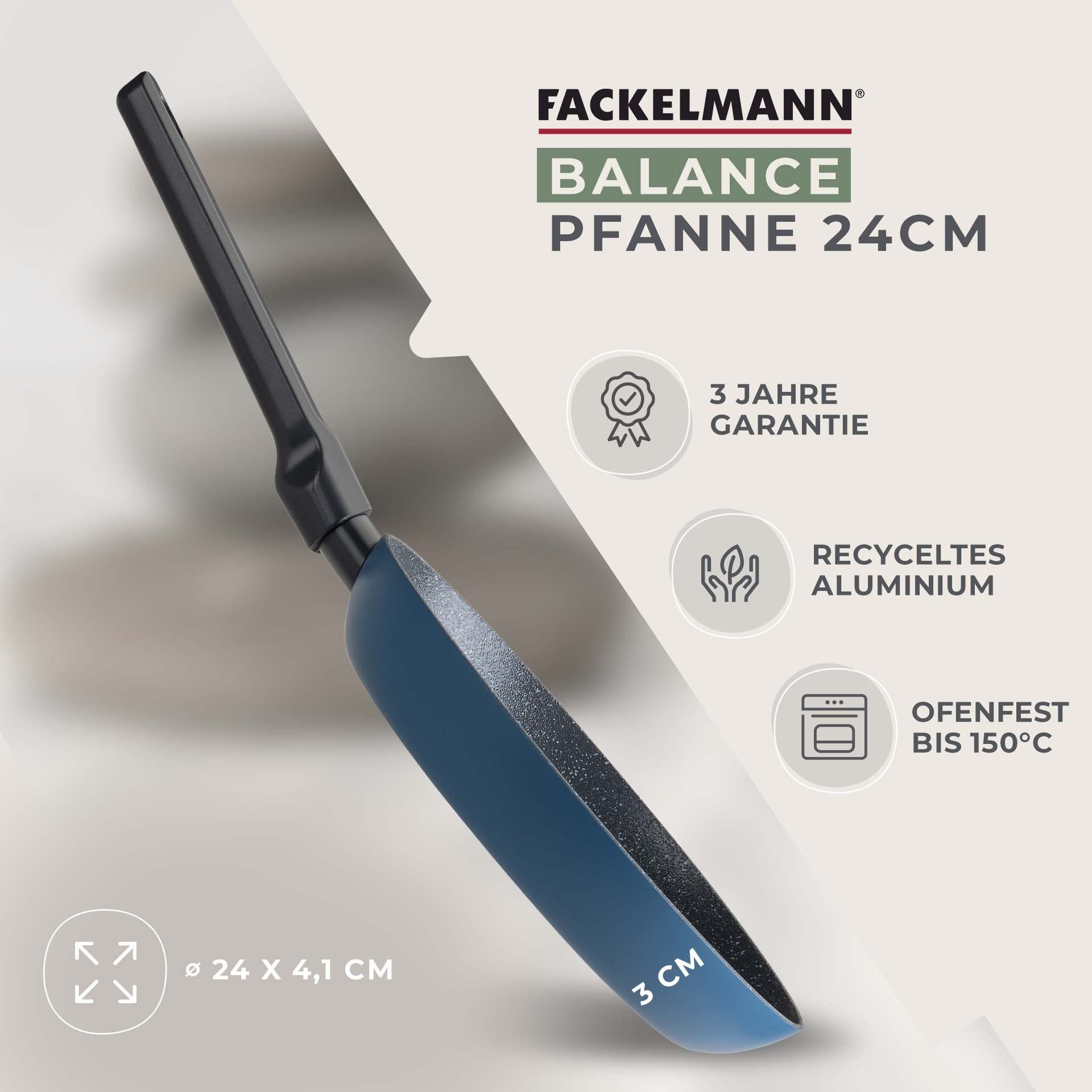 FACKELMANN Bratpfanne Balance 24cm – Recyceltes Aluminium, Keramik-Antihaft, Induktion