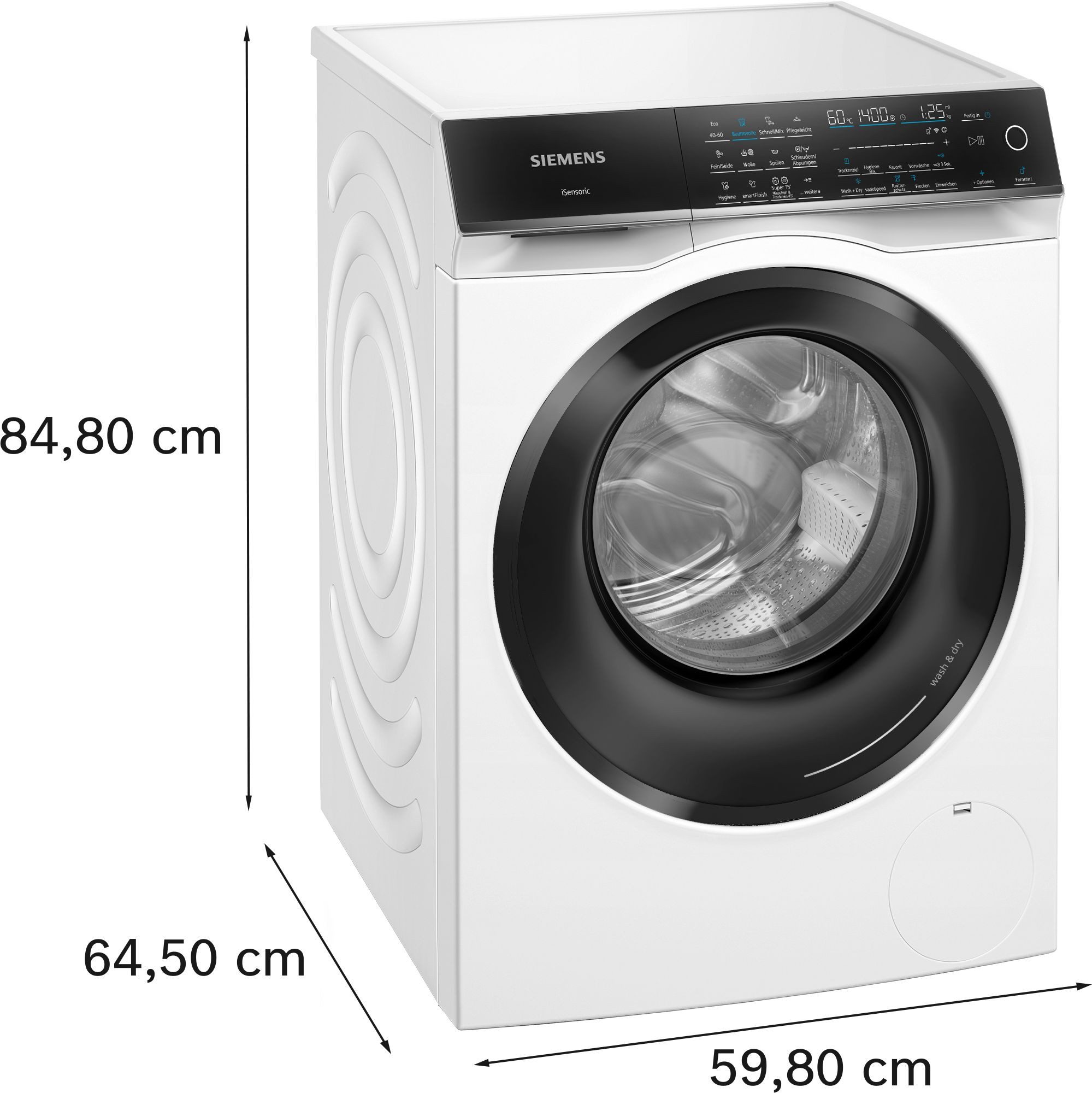 SIEMENS Waschtrockner iQ700 WN54C2070, 9 kg, 6 kg, 1400 U/min, Knitter-Programm smartFinish, Antiflecken-System, Waschen&Trocknen 45' – Bild 5 von 5