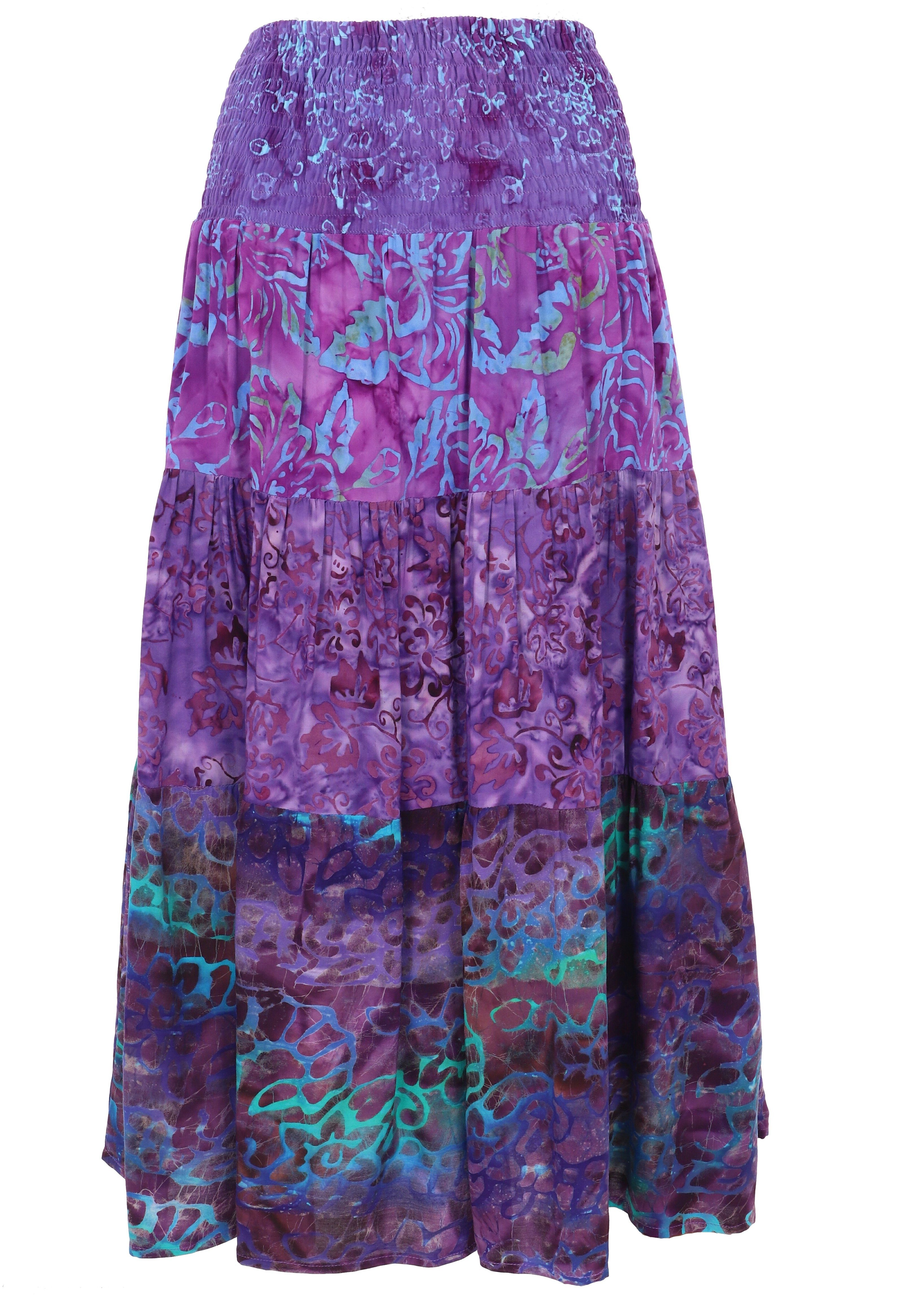 Guru-Shop Minirock Weit schwingender Patchworkrock, Midirock, Boho.. alternative Bekleidung