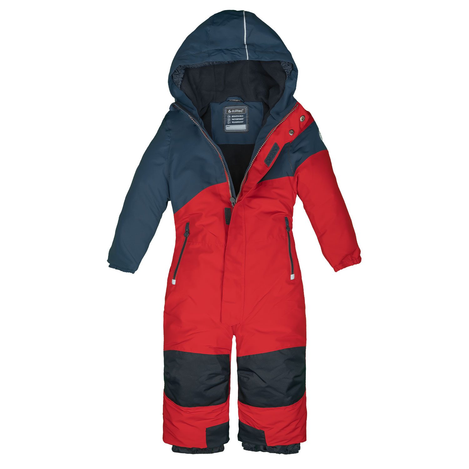 Killtec Snowsuit for Children, Ski Suit, Dark Red/Dark Blue, Fleece Lining - Snow Gaiters on Legs