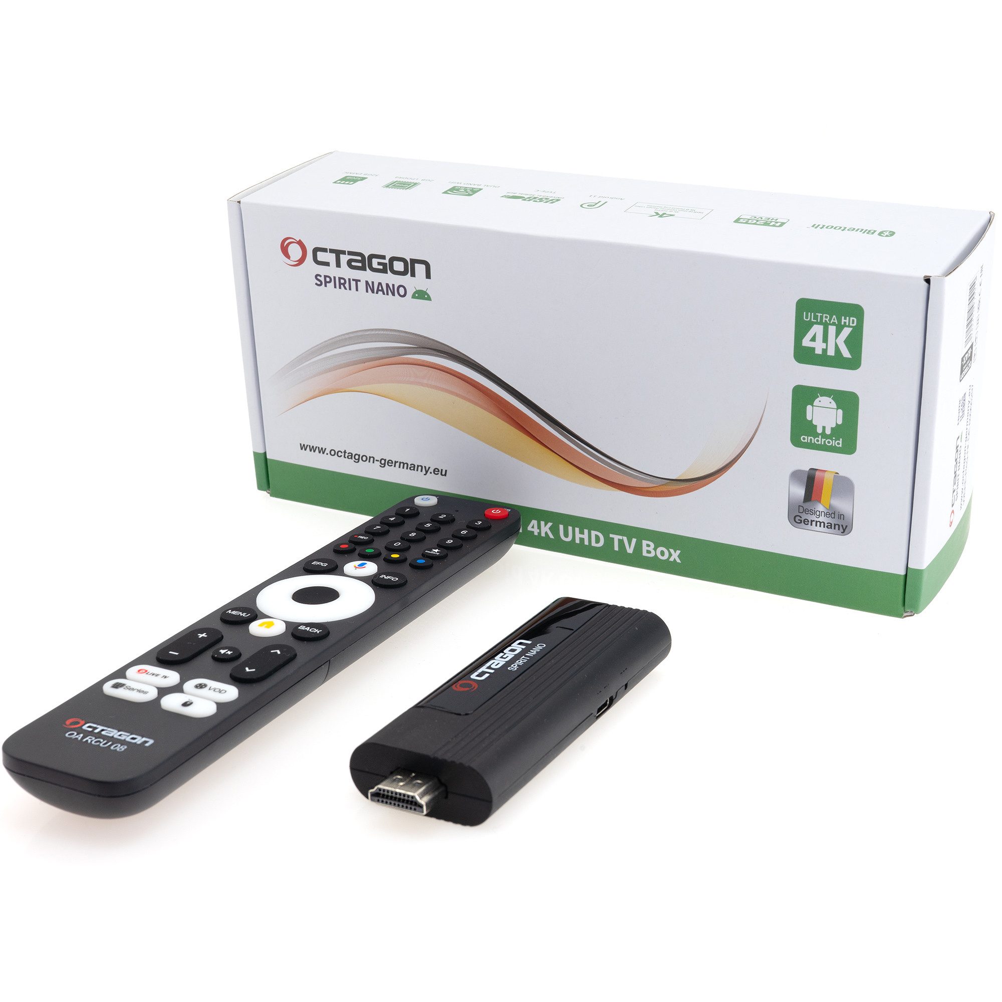 OCTAGON Streaming-Box Octagon Spirit Nano 4K UHD Android TV 11 Streaming Stick