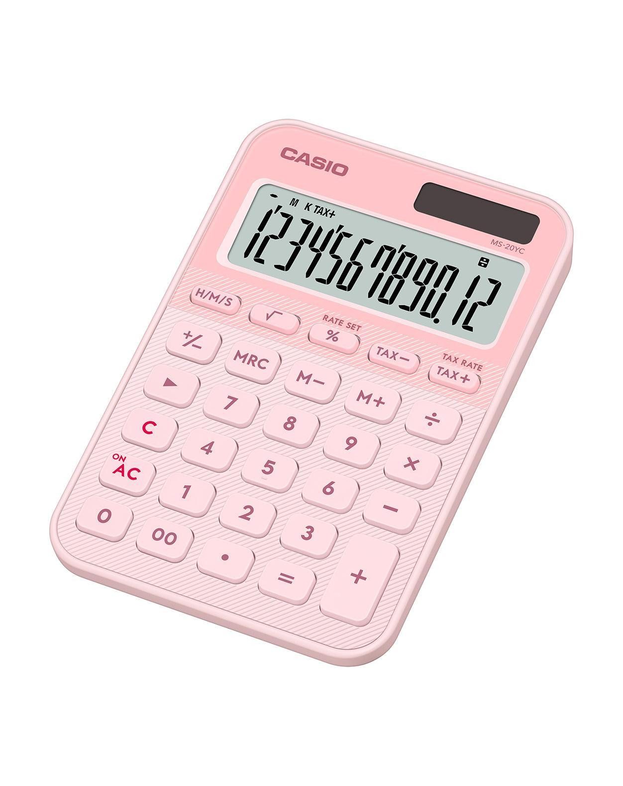 CASIO Taschenrechner MS-20YC, Solar-/Batteriebetrieb, 12-stelliges LC-Display, Rechenfunktionen