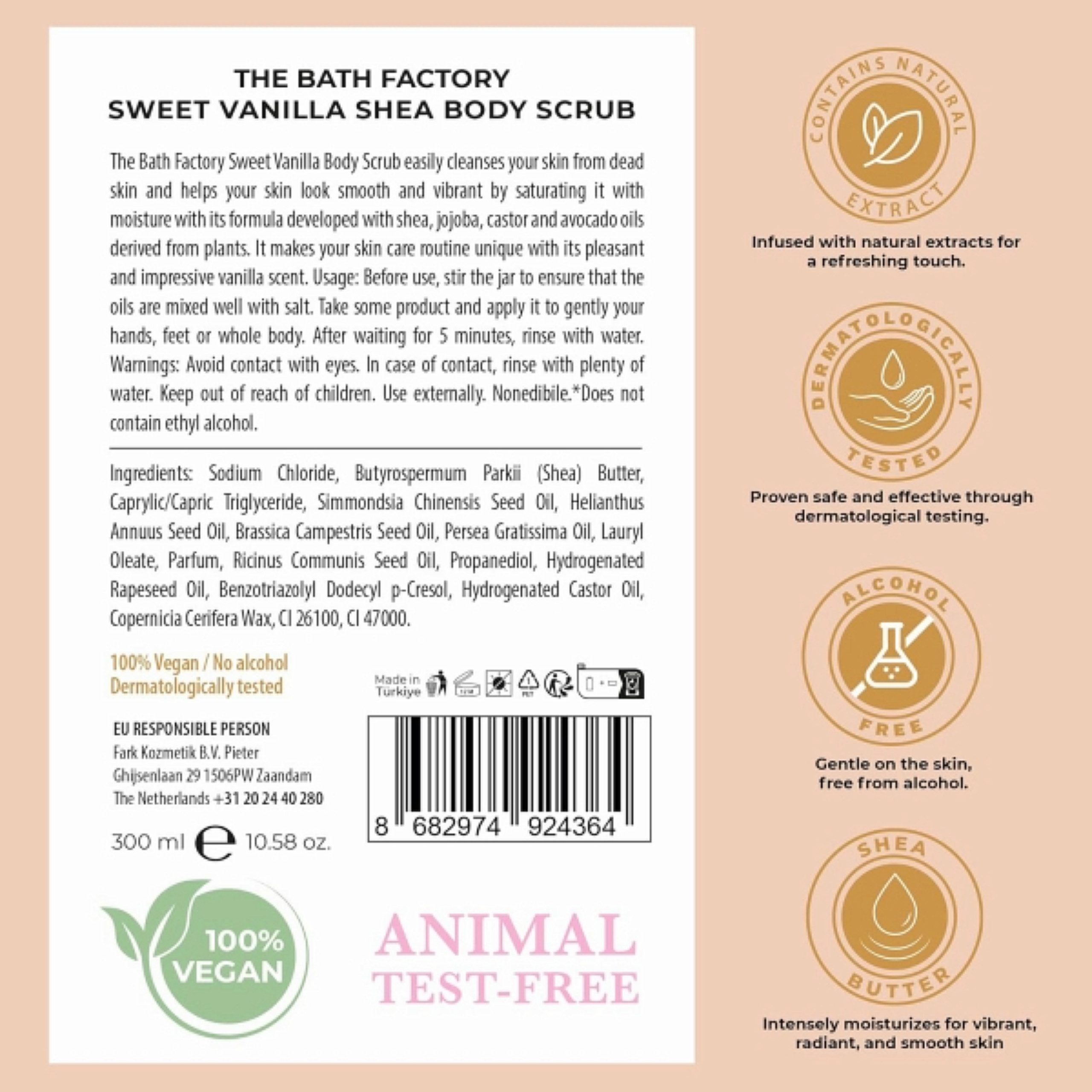 The Bath Factory Körperpeeling Sweet Vanilla Body Scrub Verführerische Pflege mit Vanilleduft