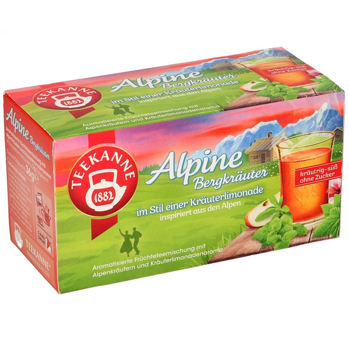 TEEKANNE Tee Alpine Bergkräuter, 18 Beutel, Früchteteemischung mit Kräuterlimonadenaroma