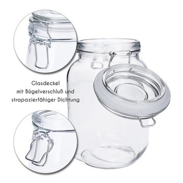 TP Vorratsglas 6er Set Vorratsdose aus Glas mit Bügelverschluss inkl. 8 Kreidetafelst