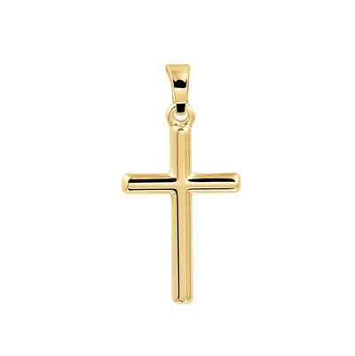 NICEANDnoble Kettenanhänger 585er Gelbgold Kettenanhänger Kreuz