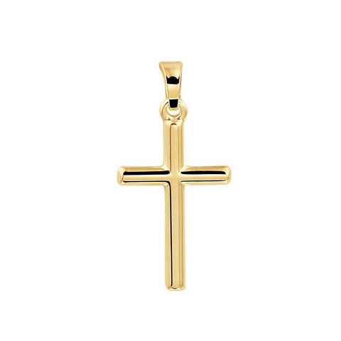 NICEANDnoble Kettenanhänger 585er Gelbgold Kettenanhänger Kreuz