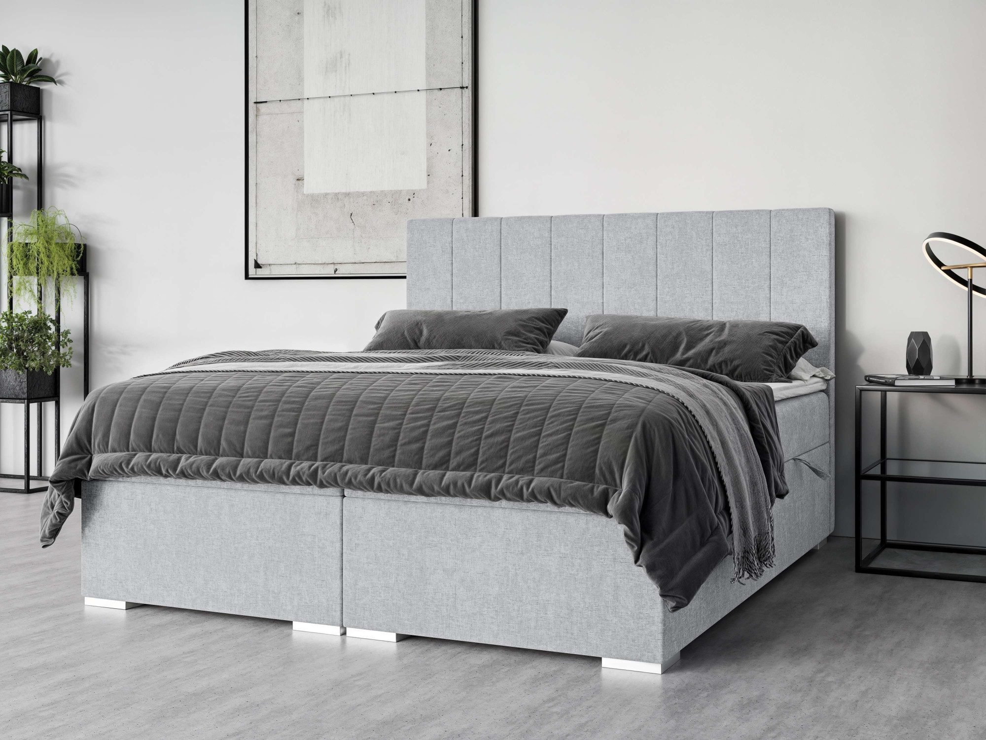 Home affaire Bett Ginoro mit Matratze und Topper, in 3 Breiten (140, 160 und 180 cm), Boxspringbett mit Kopfteil, Bettkasten, Matratze (BFK/TFK) und Topper