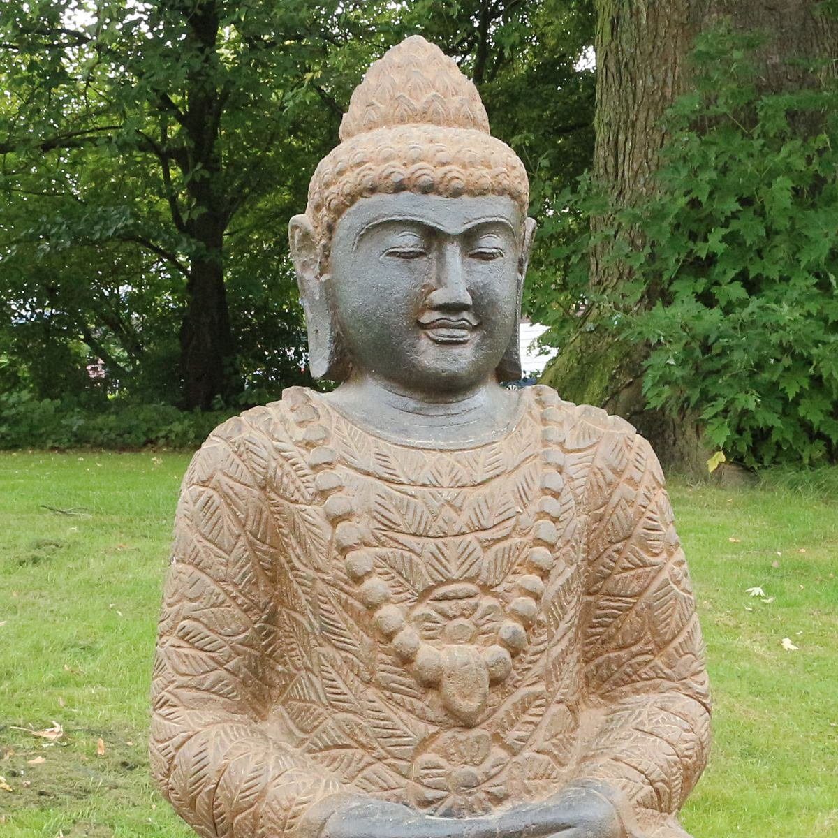 Oriental cm im Buddha Figur traditionelle Ursprungsland Handarbeit in Galerie Dekofigur 100 St), Greenstone (1 Herstellung Meditation Antik