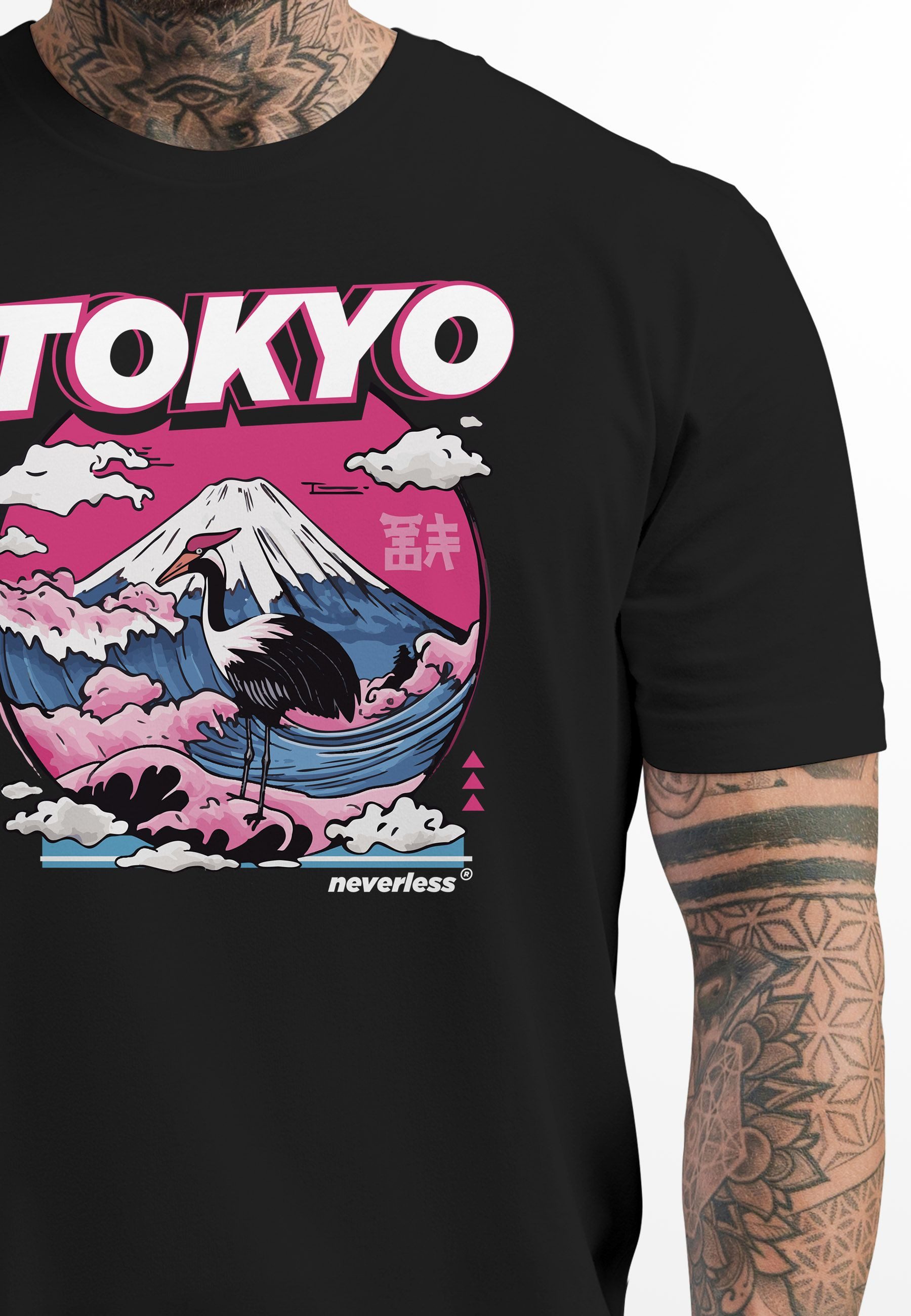 Neverless Print-Shirt Herren T-Shirt Tokyo Japan günstig online kaufen