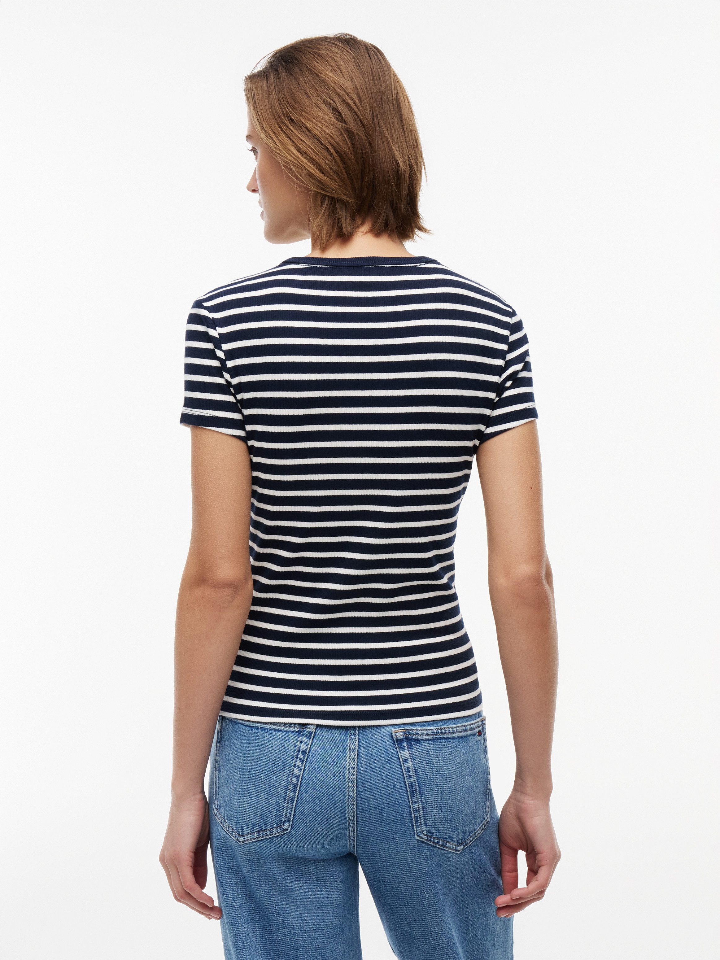 Tommy Jeans Kurzarmshirt TJW SLIM ESSENTIAL RIB SS EXT mit gerippter Struktur