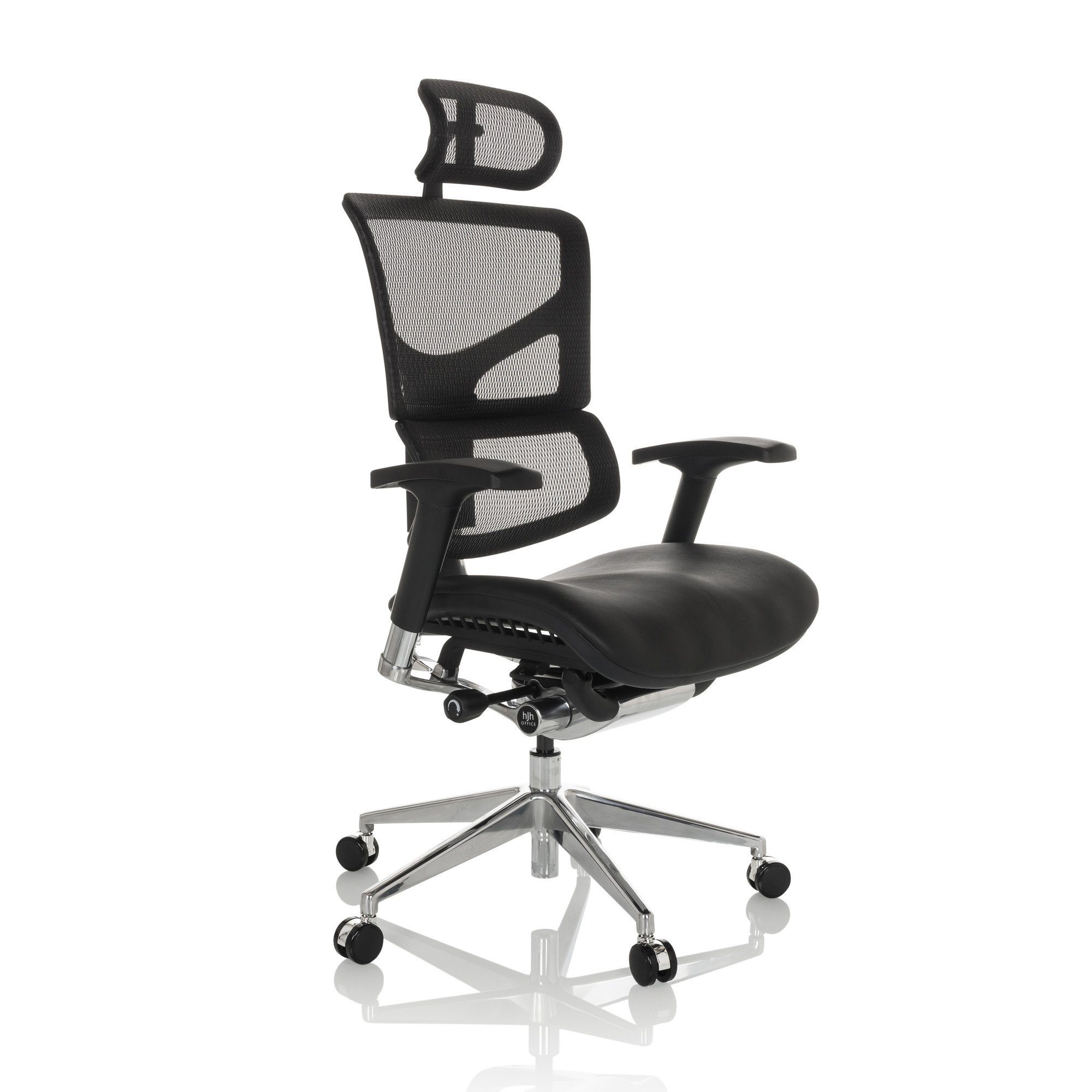 (1 Drehstuhl OFFICE High End Schreibtischstuhl LM hjh ergonomisch St), Leder/Netzstoff Bürostuhl ERGO-U2