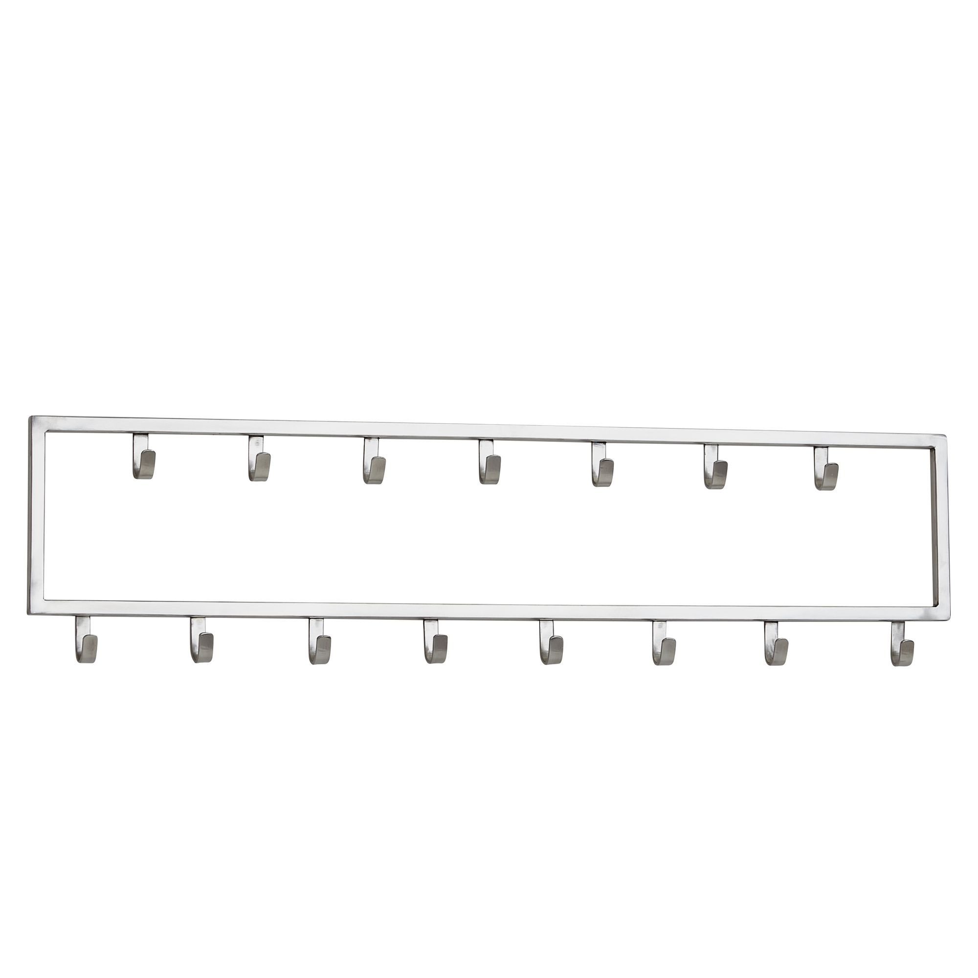 Wohnling Wandgarderobe WL6.445 Garderobe Metall 80 cm Silber Flur Hakenleiste Paneel (Metall Silber 80x20x4 cm Hakenleiste Modern), Flurgarderobe Modern, Garderobe Wand Stahl